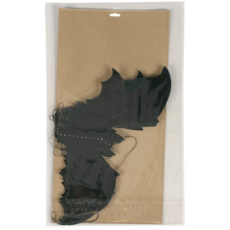 Spooky Black Cardstock Bat Garland - 118-Inch Halloween Party Decor