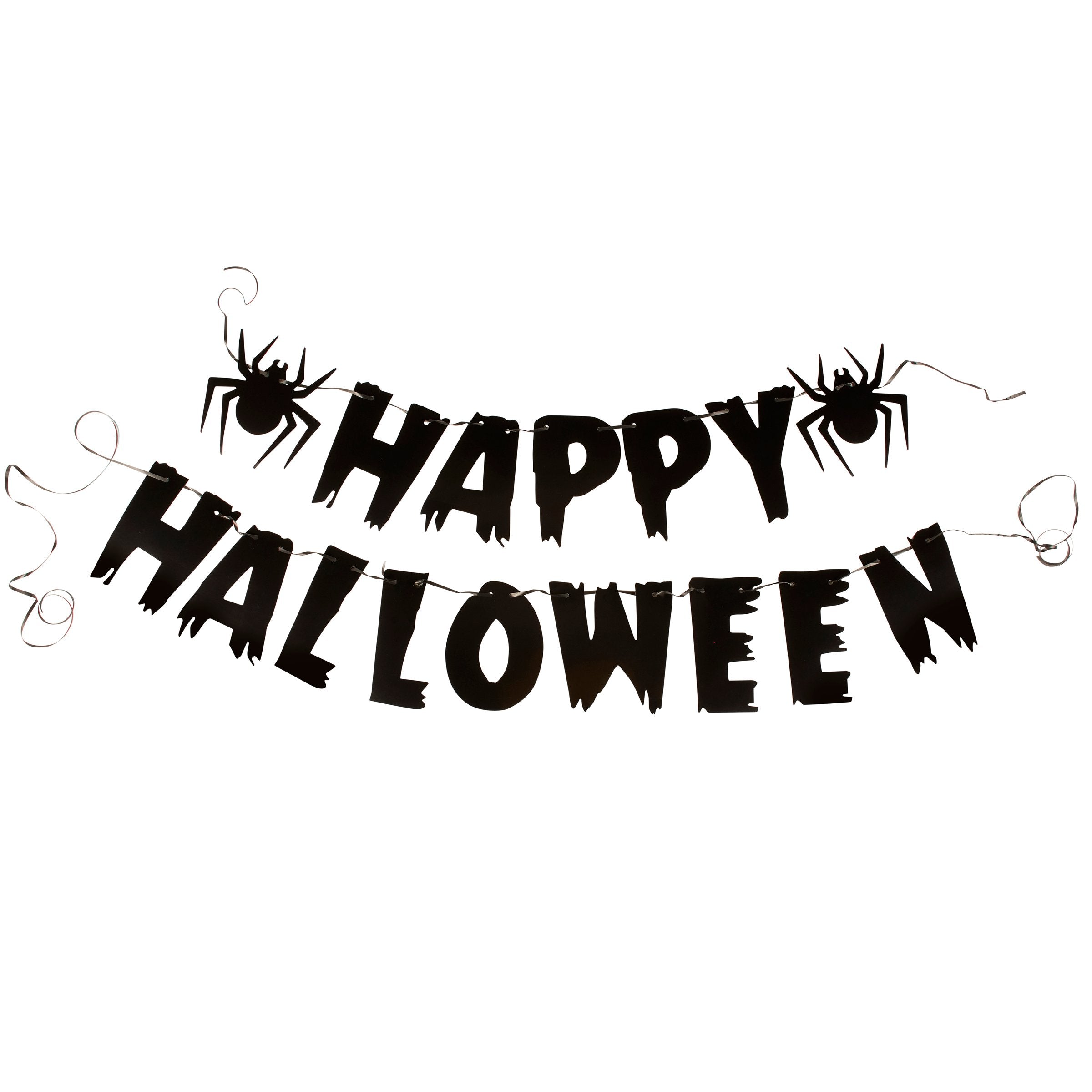 Delightful 'Happy Halloween' Paper Garland with Spiders - 13 Foot Long Decor