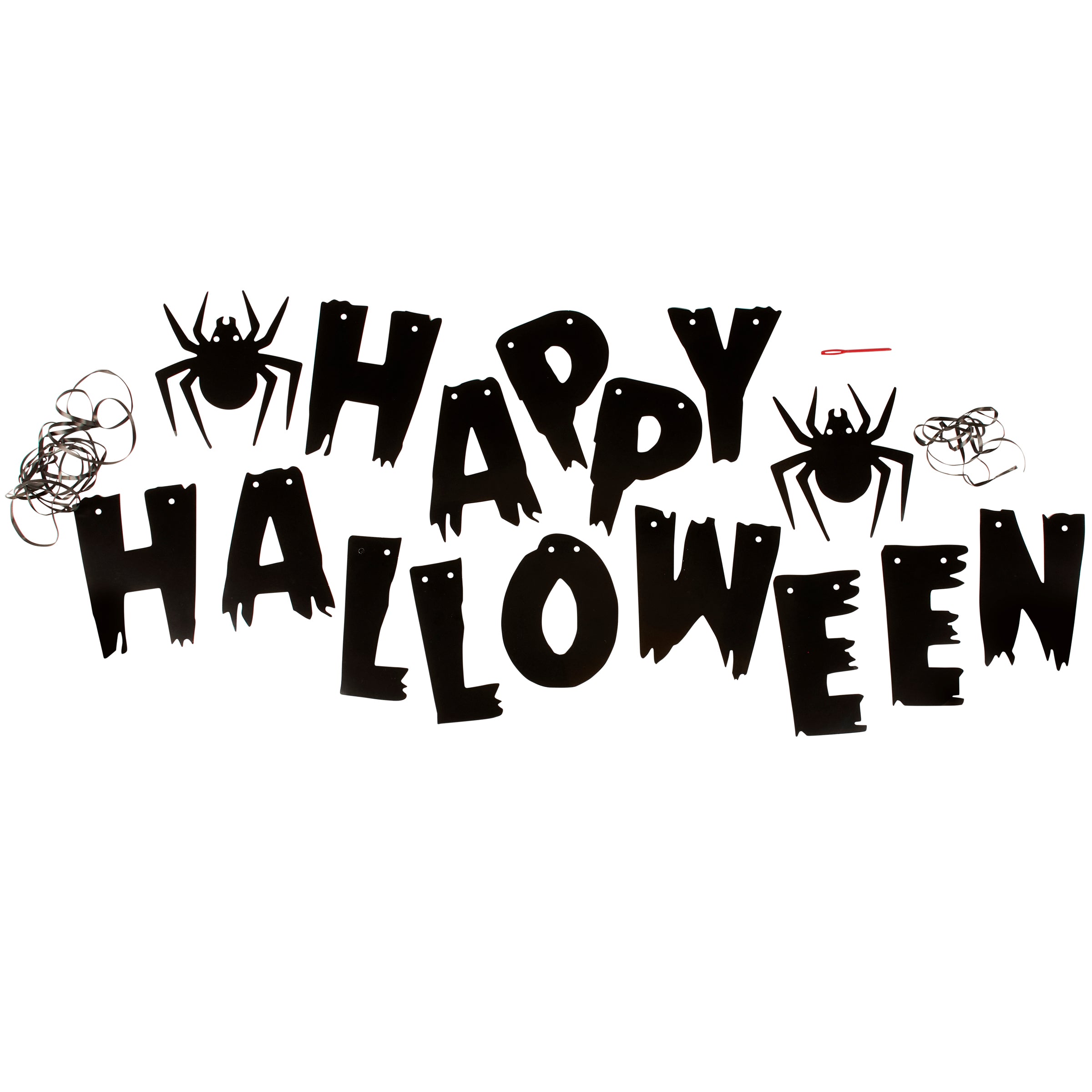 Delightful 'Happy Halloween' Paper Garland with Spiders - 13 Foot Long Decor