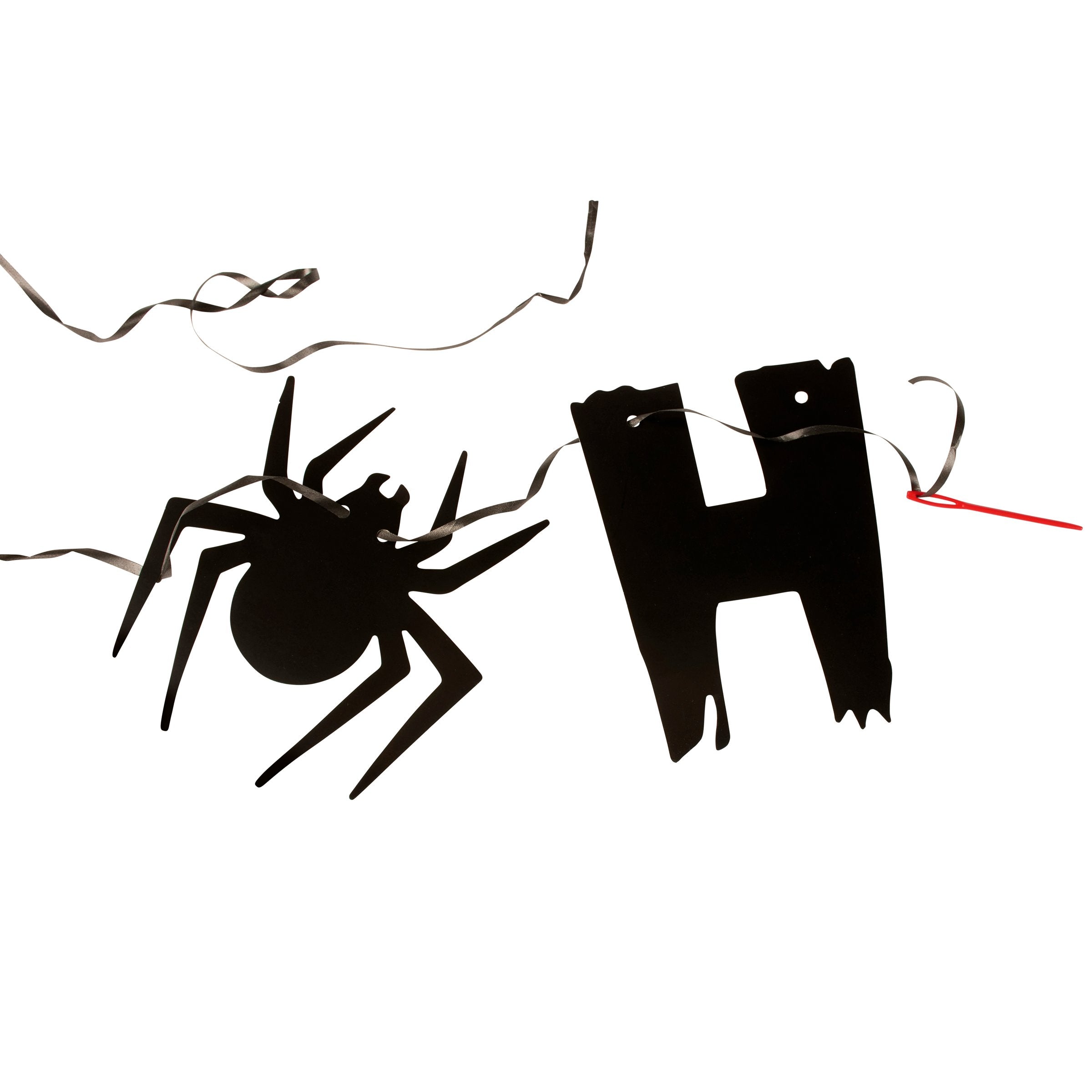 Delightful 'Happy Halloween' Paper Garland with Spiders - 13 Foot Long Decor
