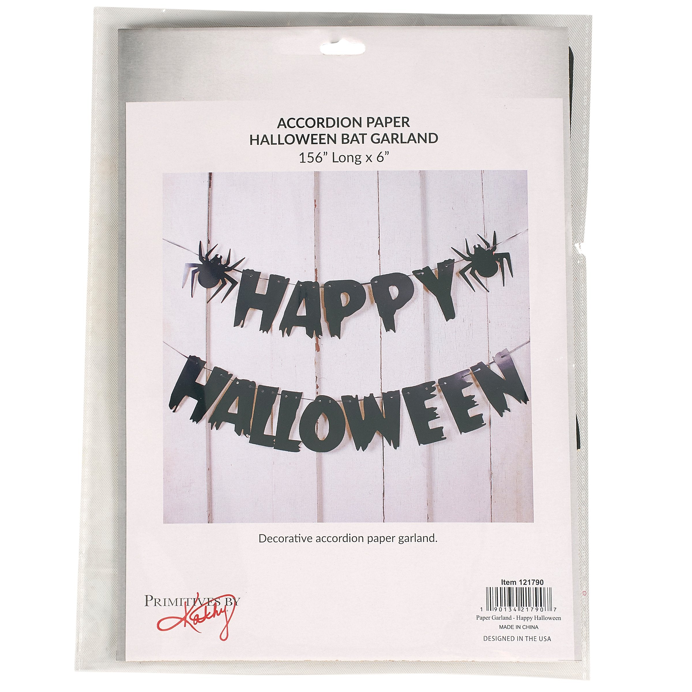 Delightful 'Happy Halloween' Paper Garland with Spiders - 13 Foot Long Decor