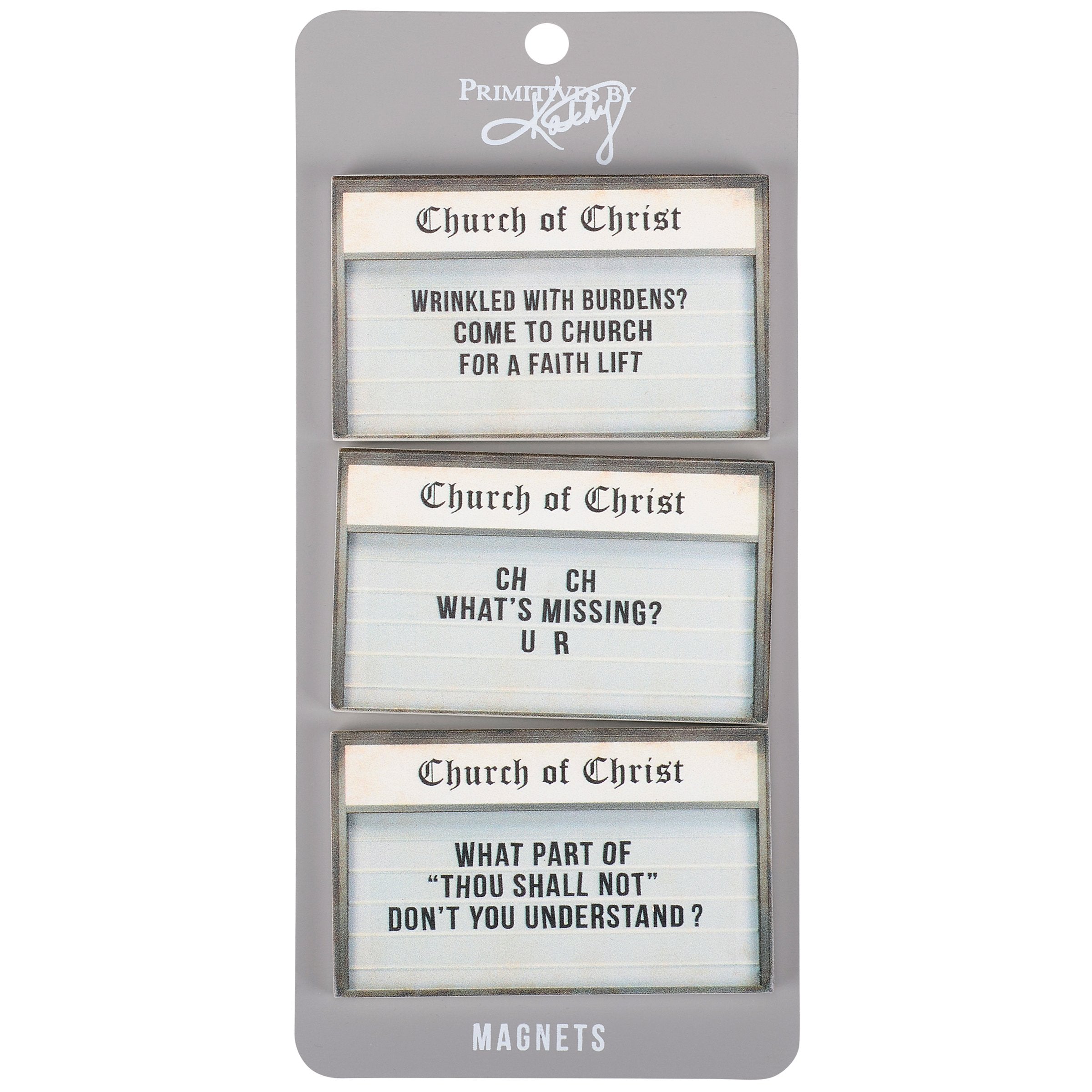 Witty Church Signs Wooden Magnet Set - Funny Faith Sentiments for Home Decor
