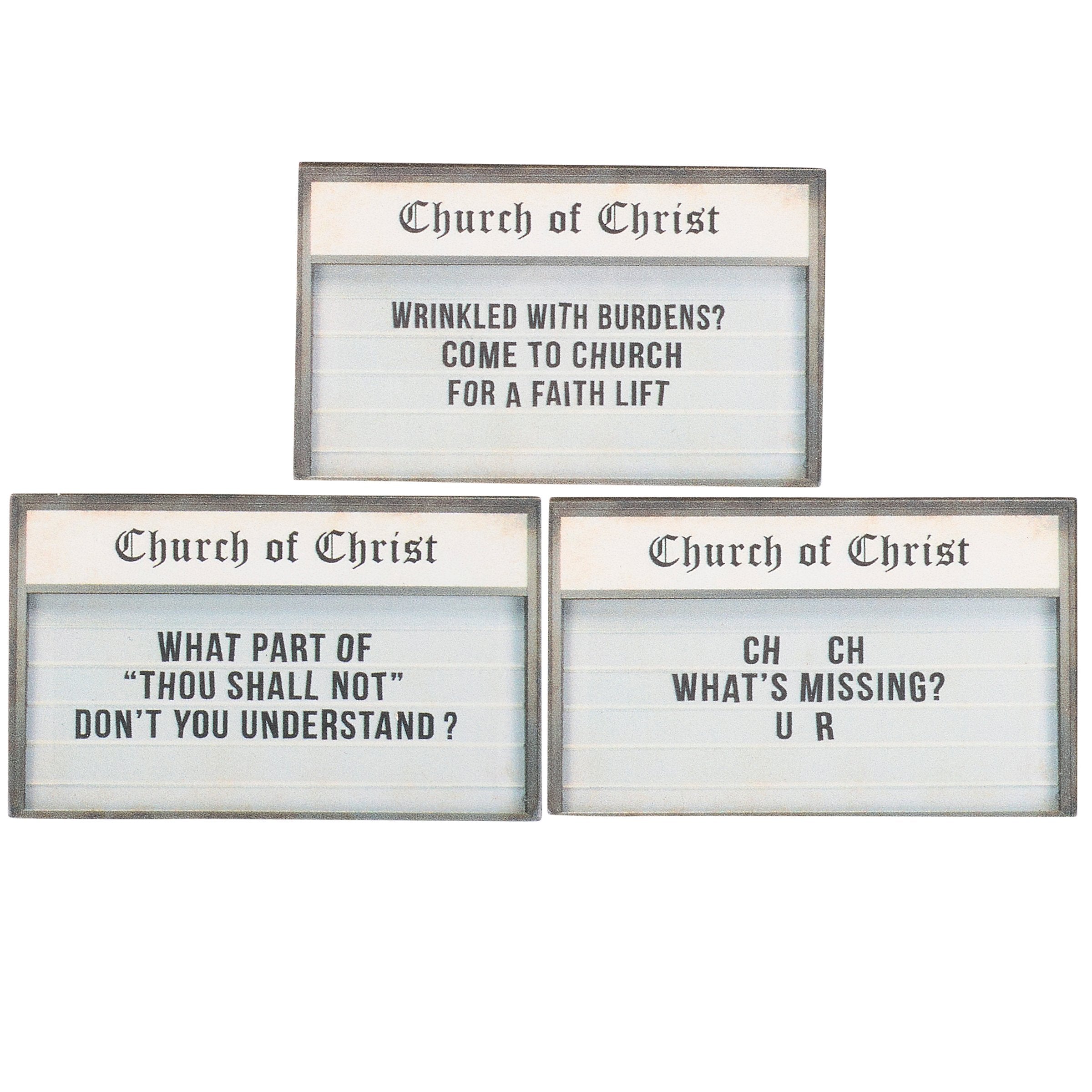 Witty Church Signs Wooden Magnet Set - Funny Faith Sentiments for Home Decor