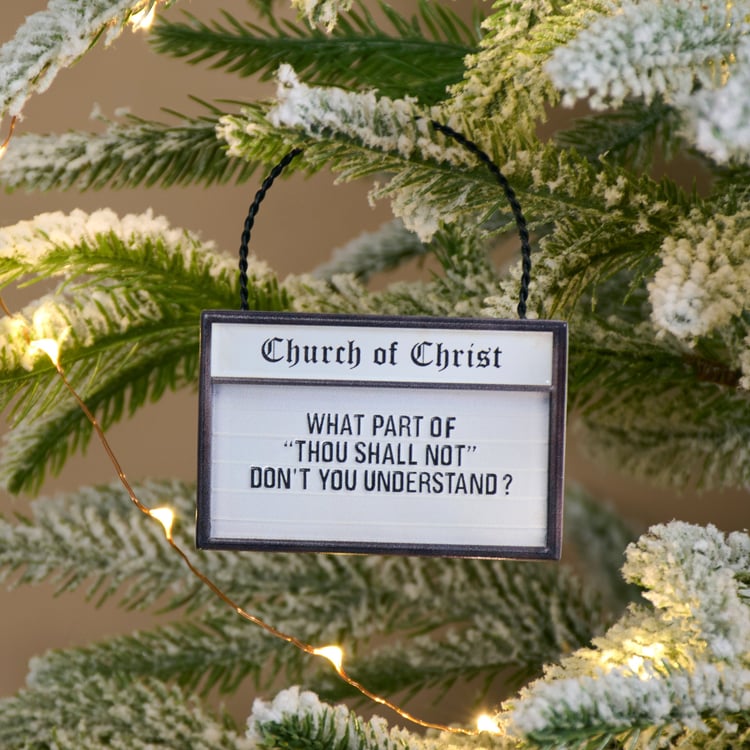 Humorous "Thou Shall Not" Metal Ornament: Witty Faith Home Decor Accent