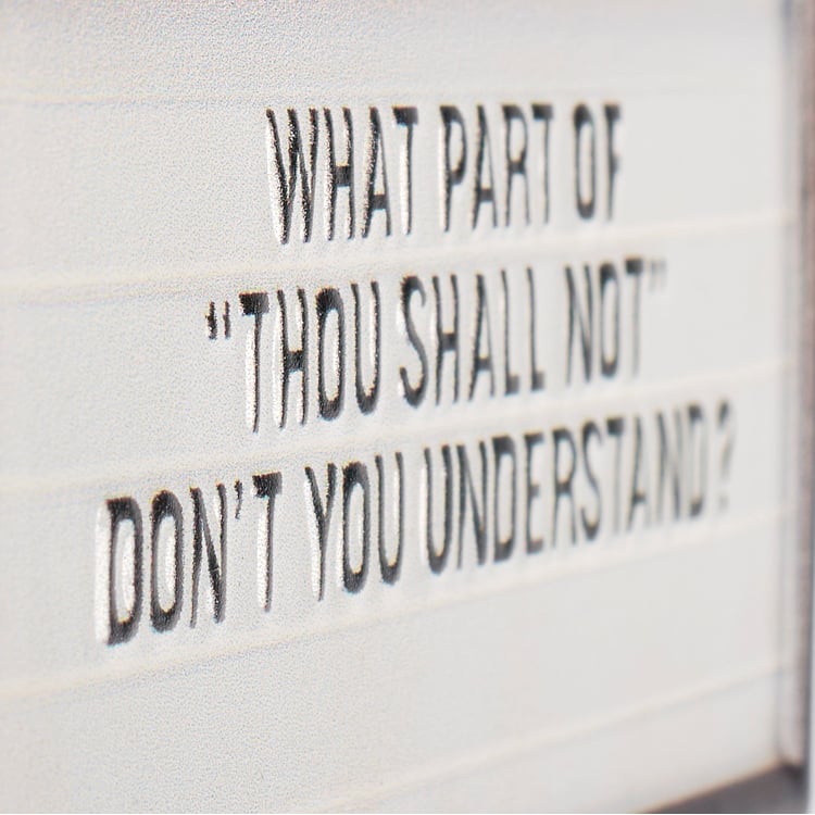 Humorous "Thou Shall Not" Metal Ornament: Witty Faith Home Decor Accent