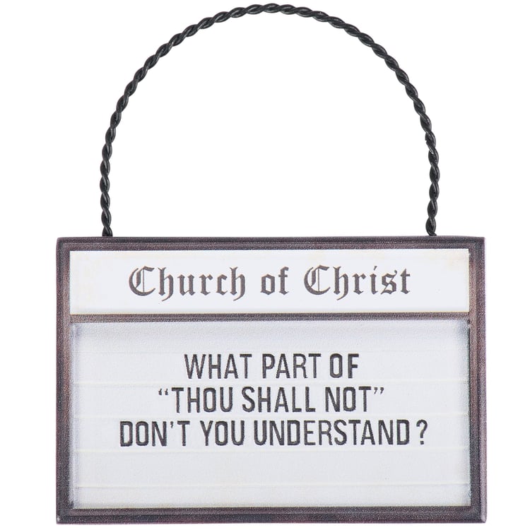 Humorous "Thou Shall Not" Metal Ornament: Witty Faith Home Decor Accent