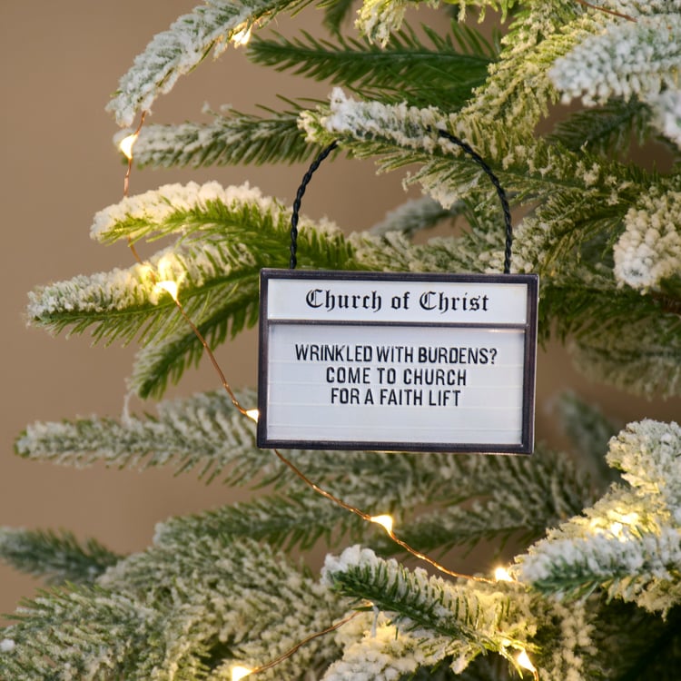 Humorous Faith Lift Church Sign Metal Ornament - Inspirational Home Decor Gift