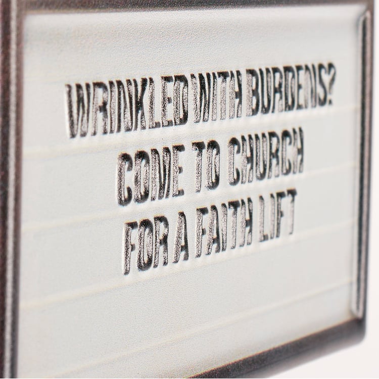 Humorous Faith Lift Church Sign Metal Ornament - Inspirational Home Decor Gift