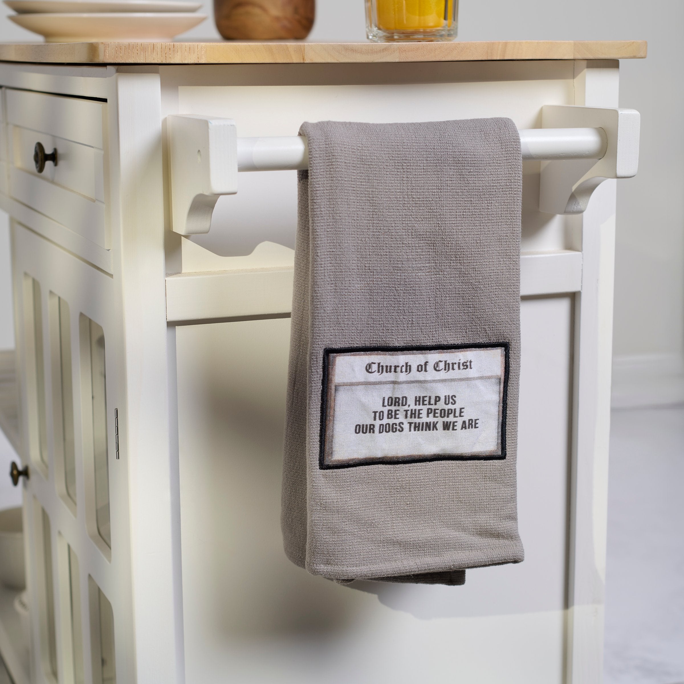 Funny Faith Dog Quote Cotton Kitchen Towel - Absorbent Terrycloth Dishcloth