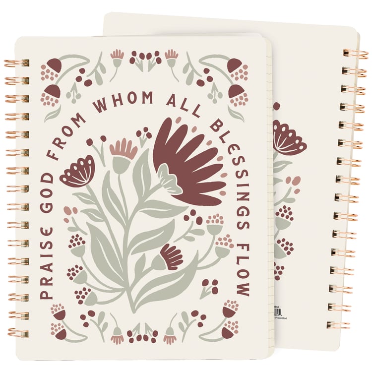 Praise God Faith-Themed Spiral Notebook - Inspirational Red Floral Lined Pages