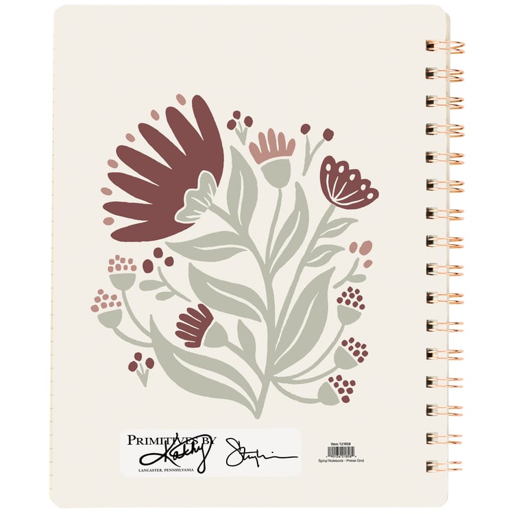 Praise God Faith-Themed Spiral Notebook - Inspirational Red Floral Lined Pages