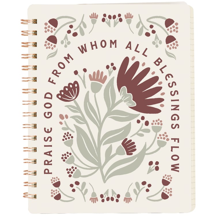 Praise God Faith-Themed Spiral Notebook - Inspirational Red Floral Lined Pages