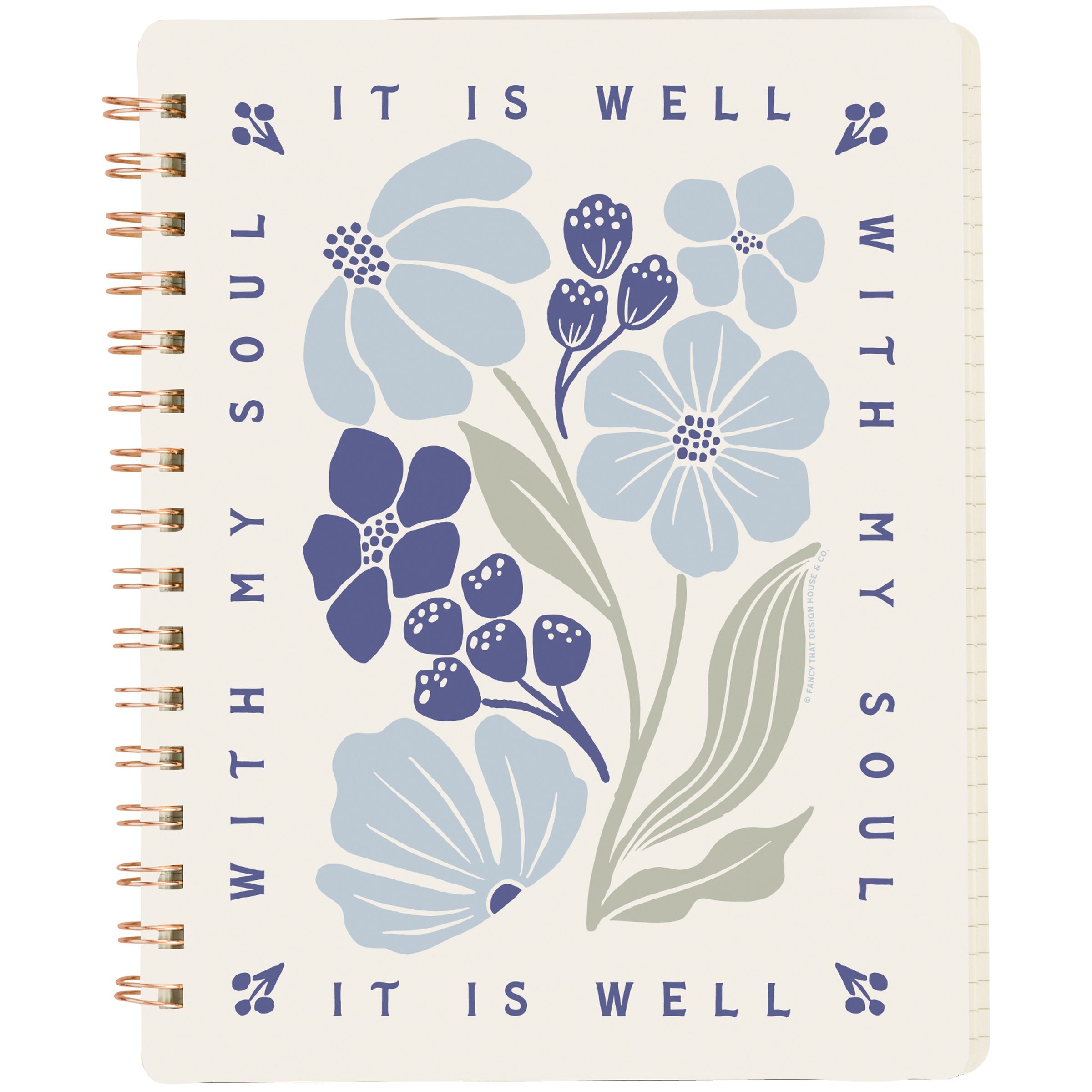 Inspirational 'It Is Well With My Soul' Floral Spiral Notebook - 120 Lined Pages