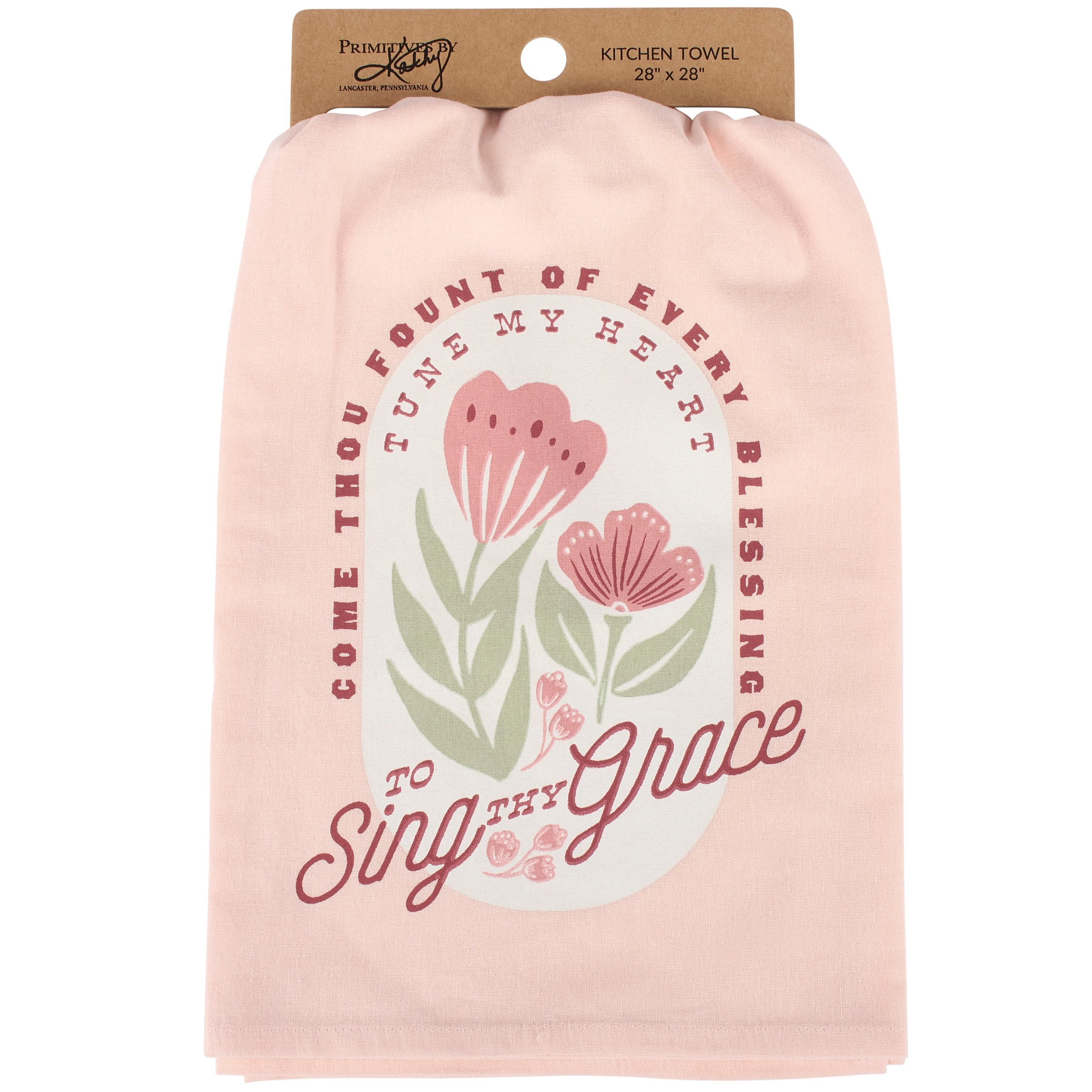 Pink Floral Faith Scripture Cotton Kitchen Towel for Heartfelt Home Decor