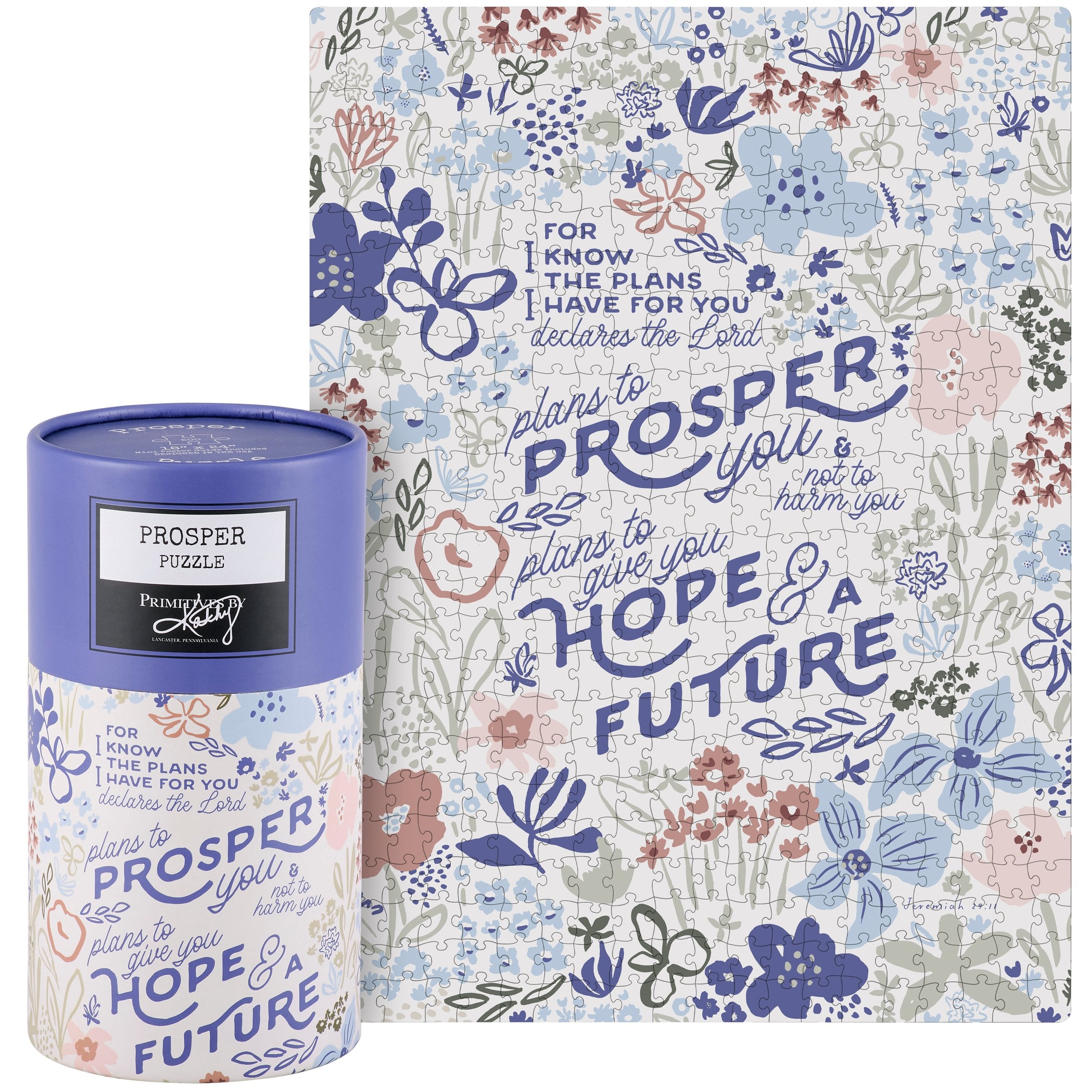 Inspirational 500-Piece 'Plans To Prosper You' Botanical Faith Puzzle Gift
