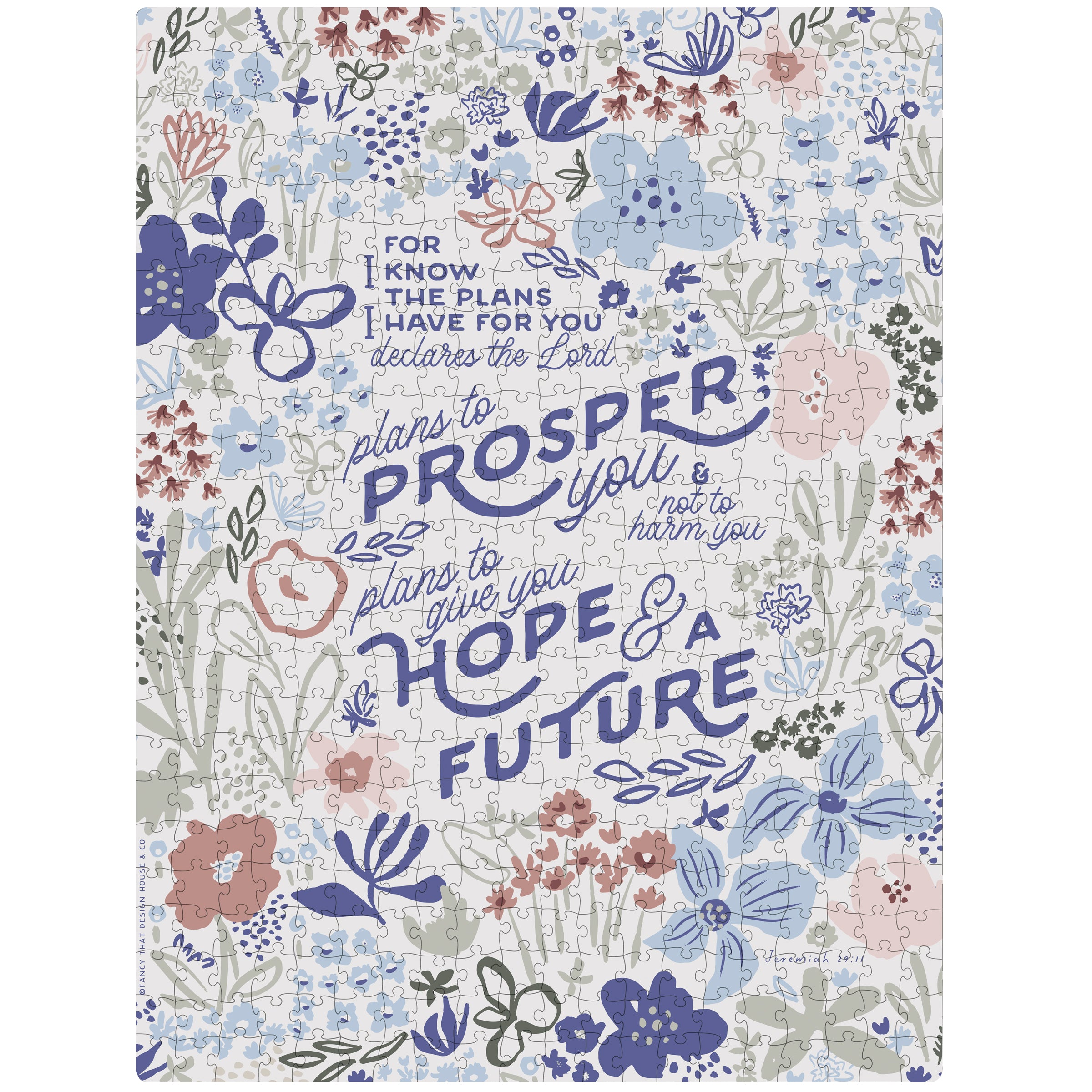 Inspirational 500-Piece 'Plans To Prosper You' Botanical Faith Puzzle Gift