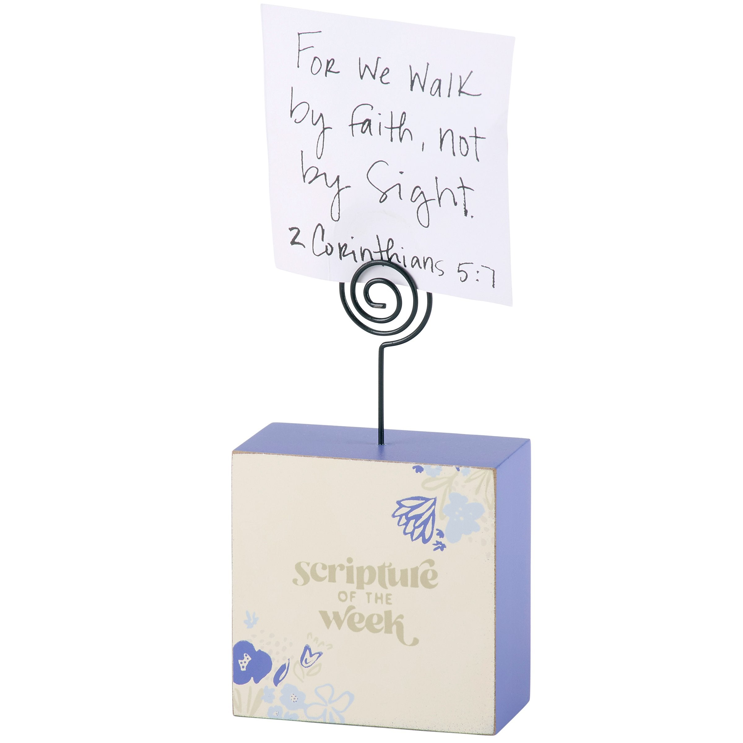 Inspirational Wood Photo Block with Coiled Wire for Bible Verses