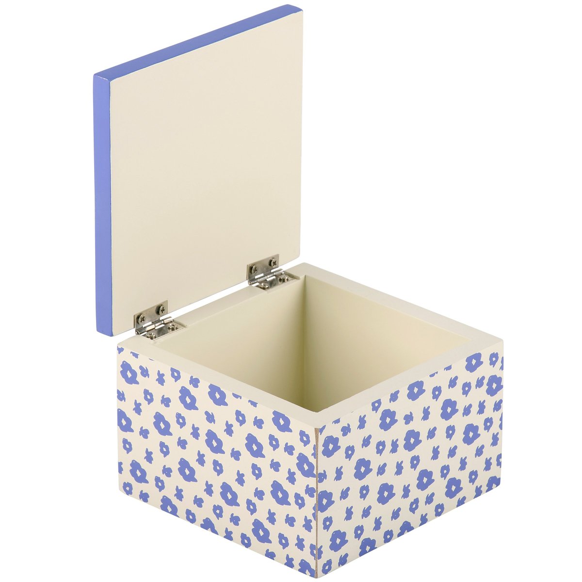 Decorative Blue Floral Prayer Box with Hinged Lid for Safe Keeping Wishes