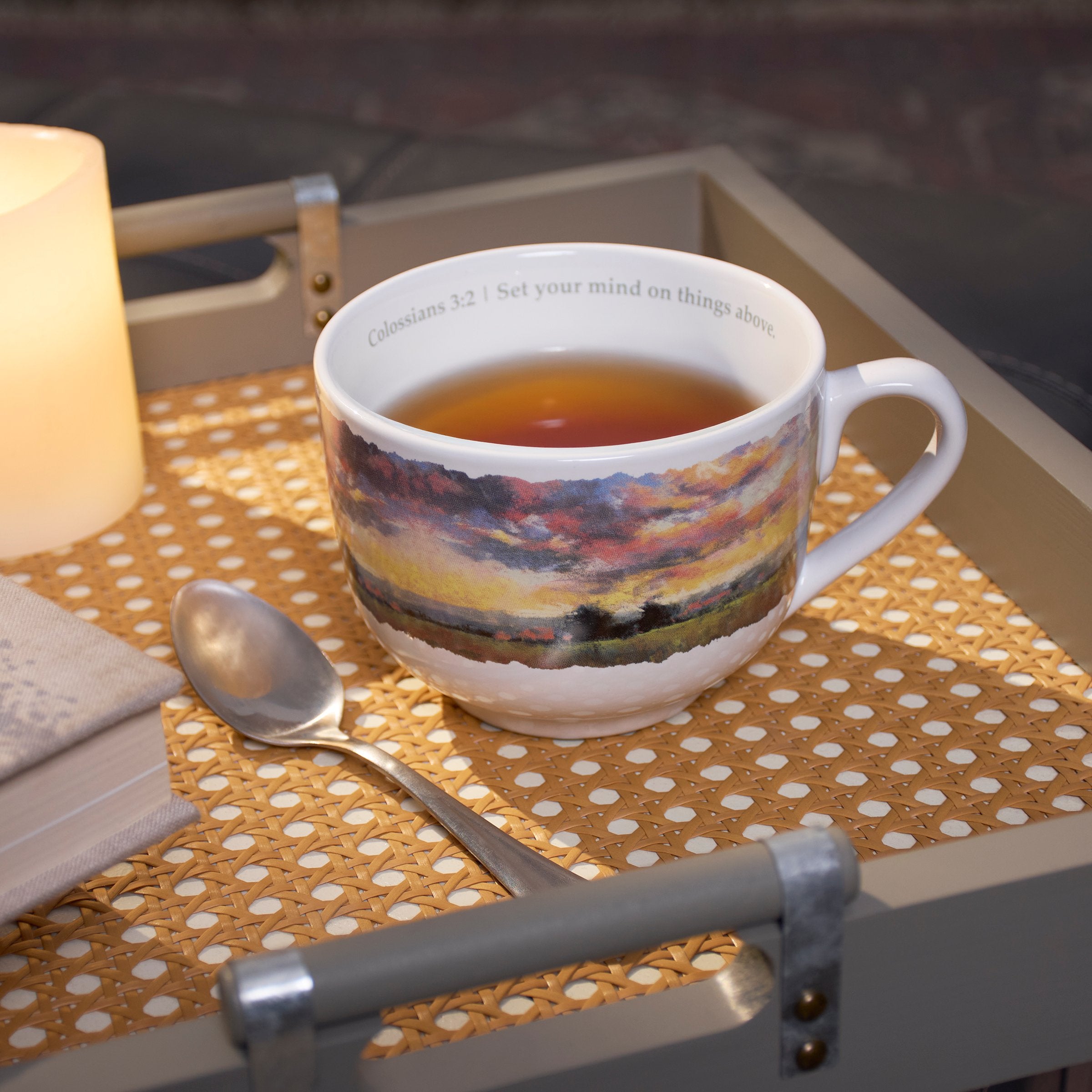 Inspirational 'Things Above' Stoneware Mug – Scripture Art for Daily Faith