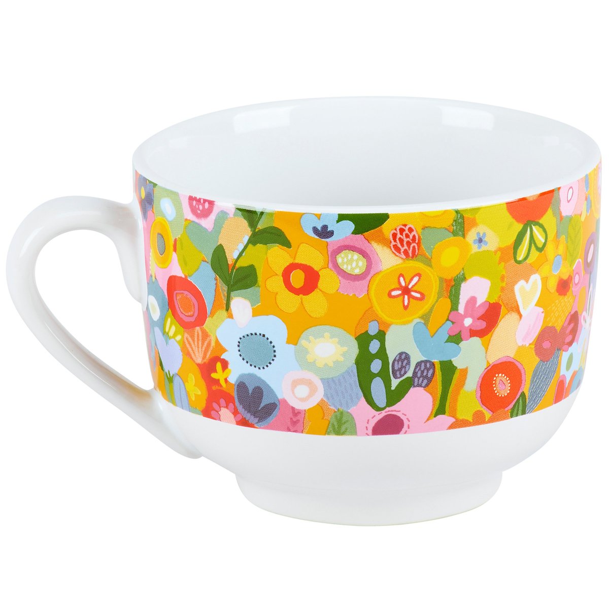 Vibrant Floral Stoneware 'Do Something Great' Inspirational Coffee Tea Mug