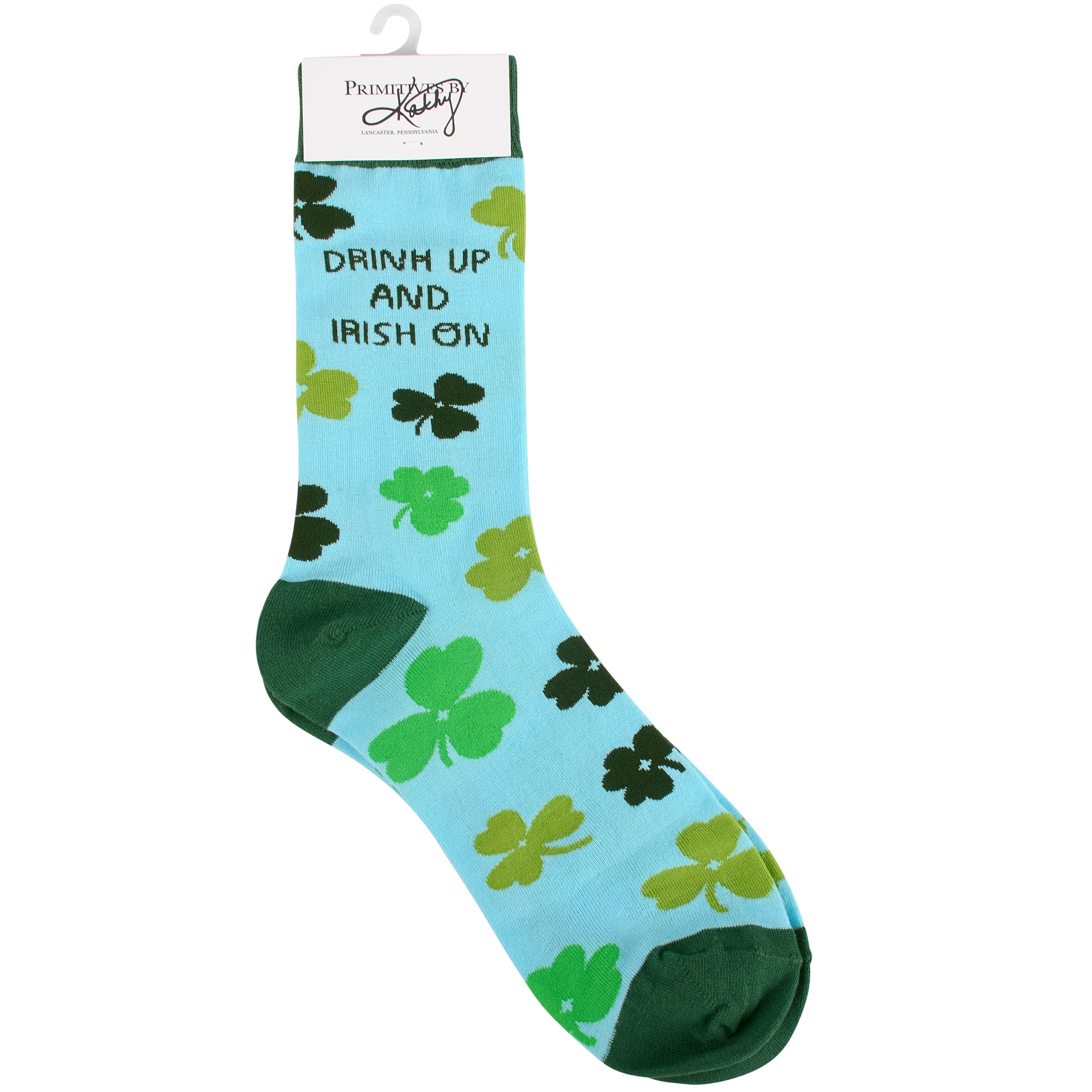 Hilarious St. Patrick's Day 'Drink Up And Irish On' Shamrock Socks - Cotton Blend