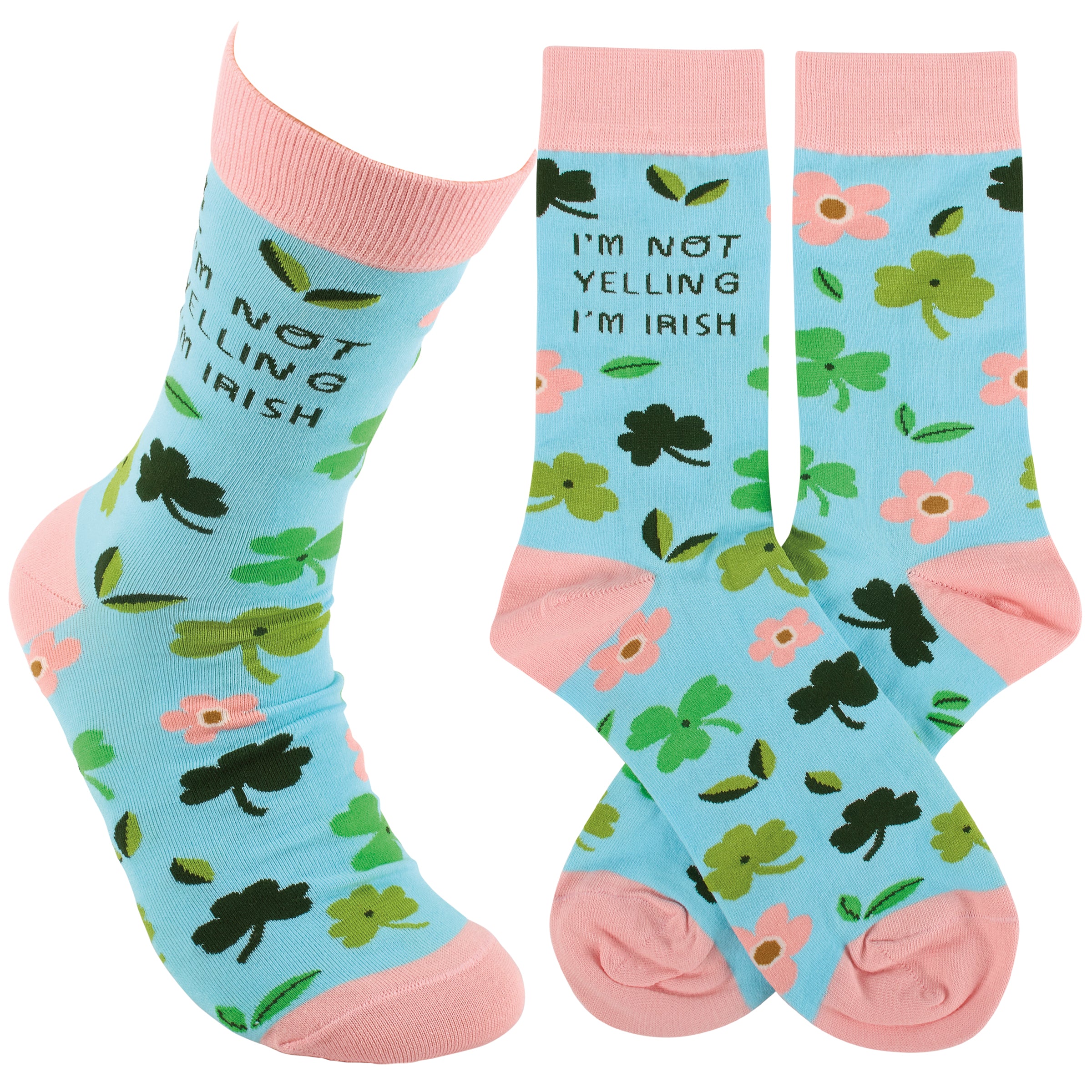 Funny 'I'm Not Yelling I'm Irish' St. Patrick's Day Shamrock Socks, One Size