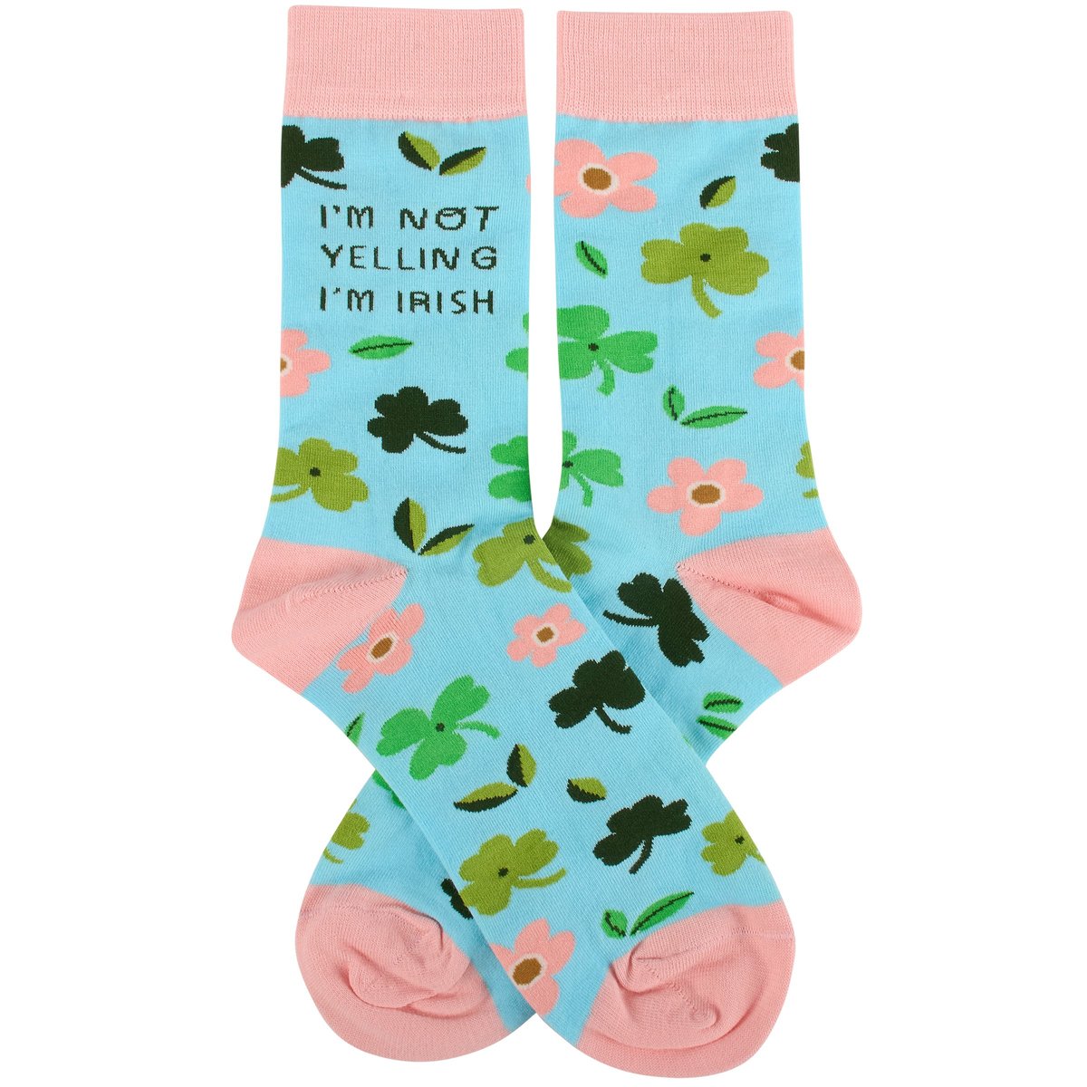 Funny 'I'm Not Yelling I'm Irish' St. Patrick's Day Shamrock Socks, One Size