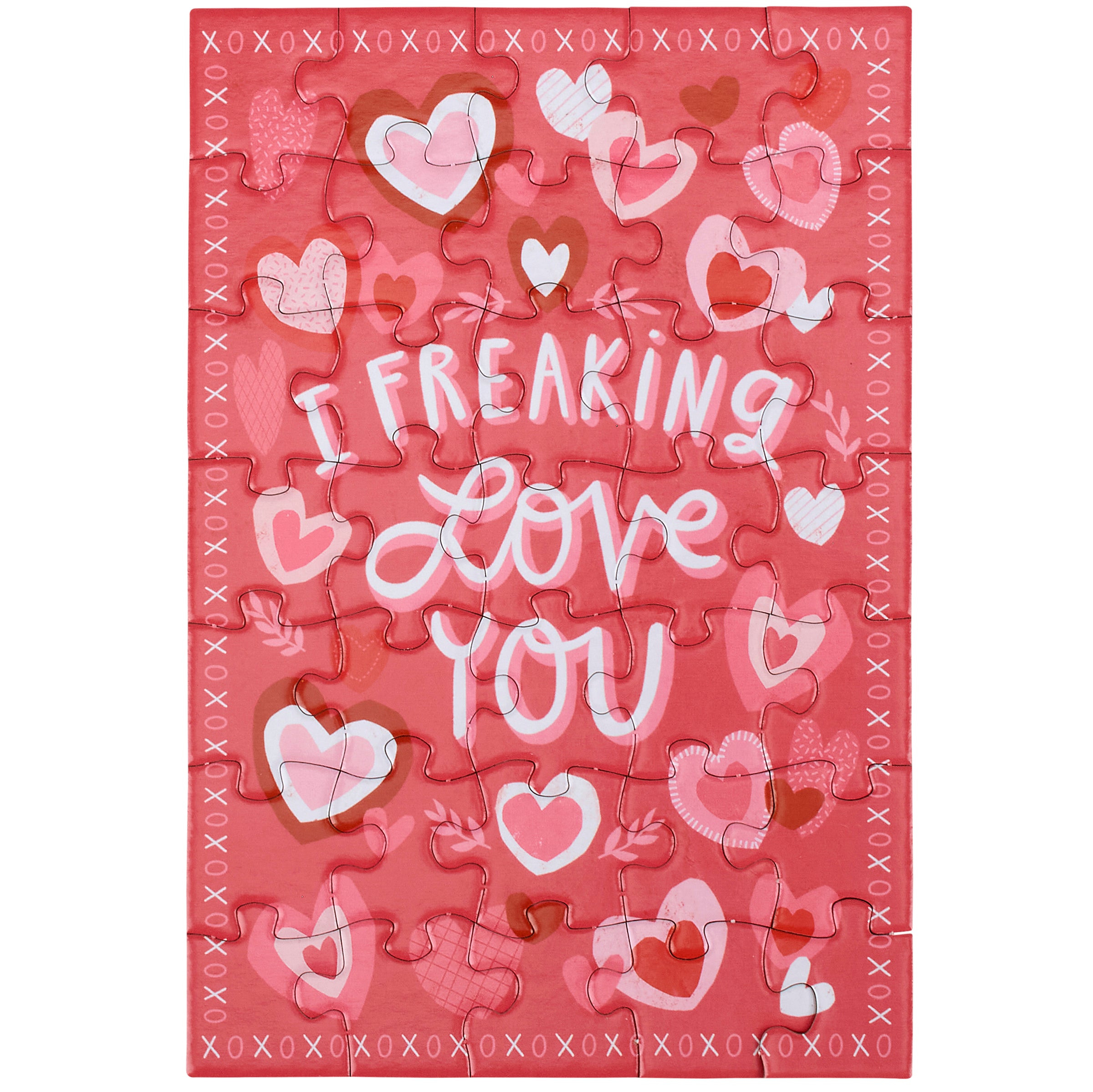 Fun "I Freaking Love You" 35-Piece Heart Puzzle Greeting Card Gift