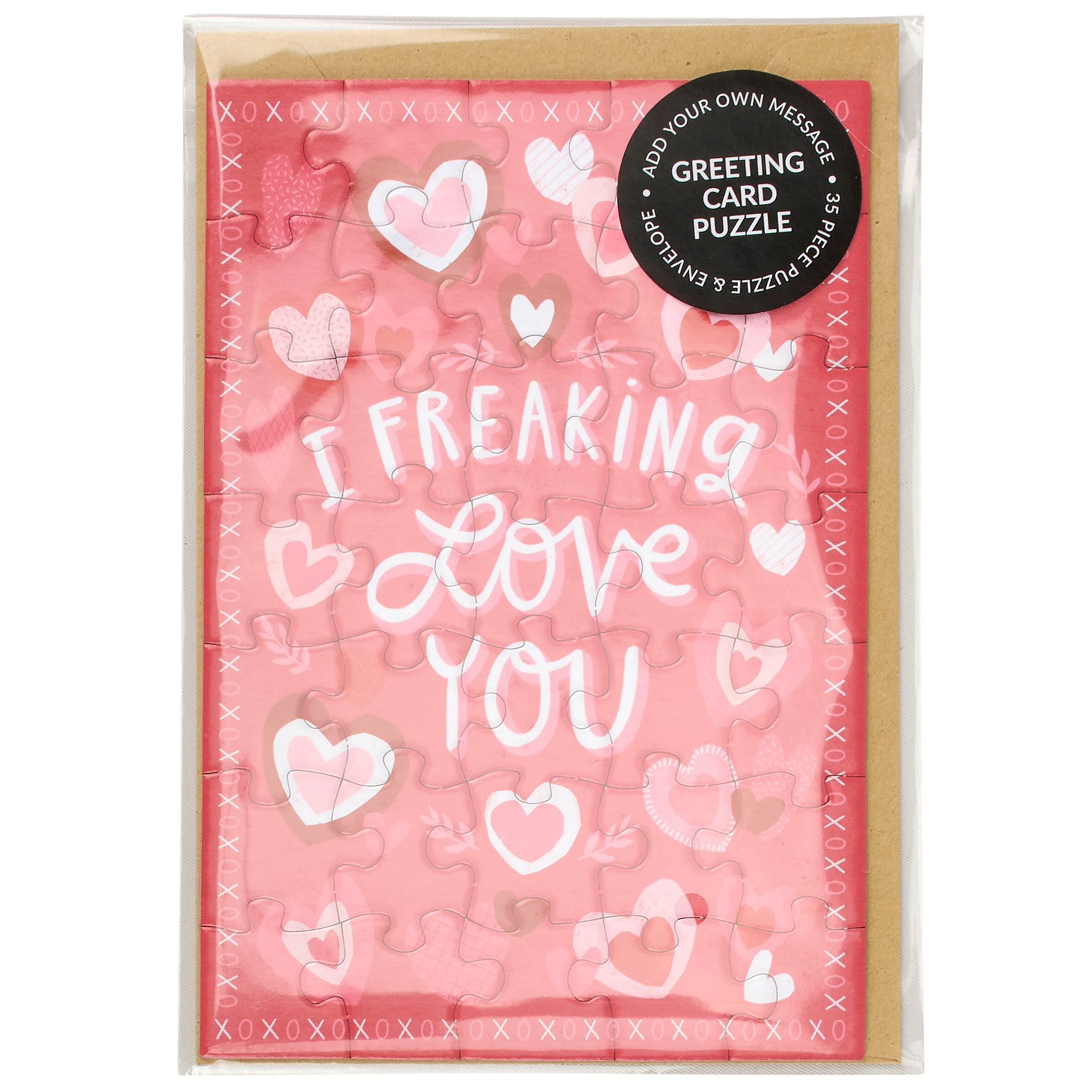 Fun "I Freaking Love You" 35-Piece Heart Puzzle Greeting Card Gift