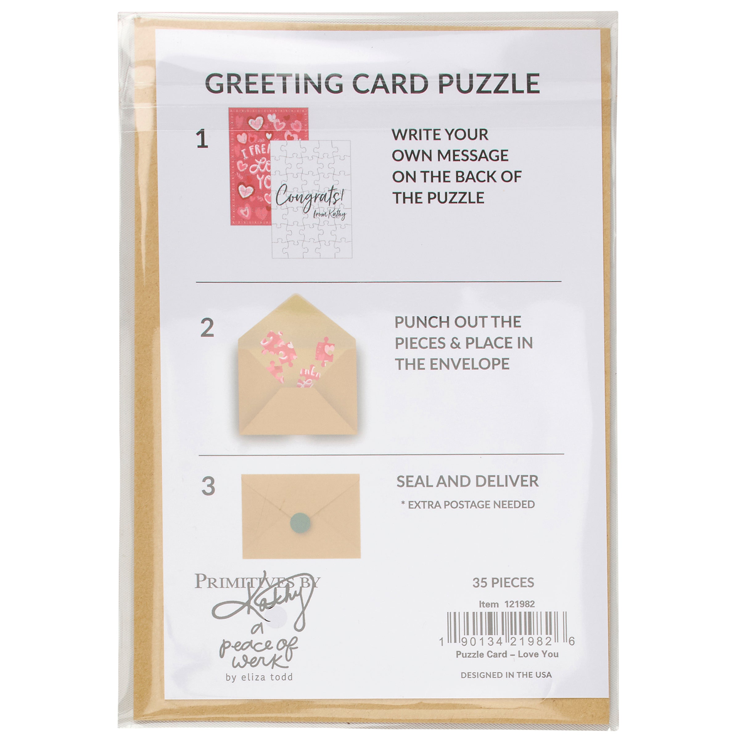 Fun "I Freaking Love You" 35-Piece Heart Puzzle Greeting Card Gift