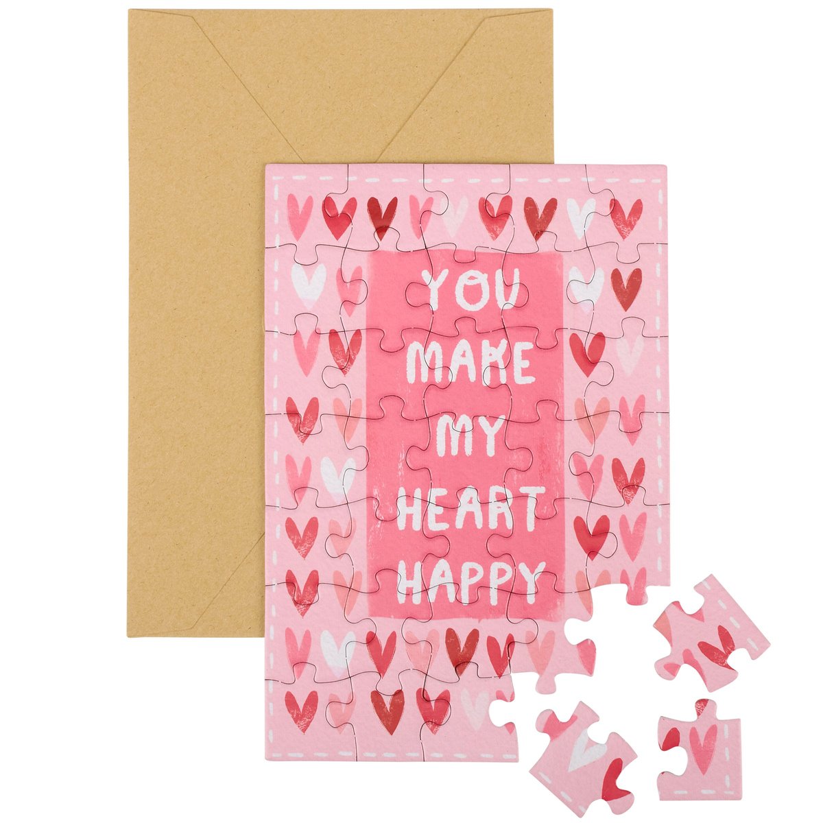 Romantic Heart Puzzle Greeting Card: Personalize, Playful 35-Piece Love Message