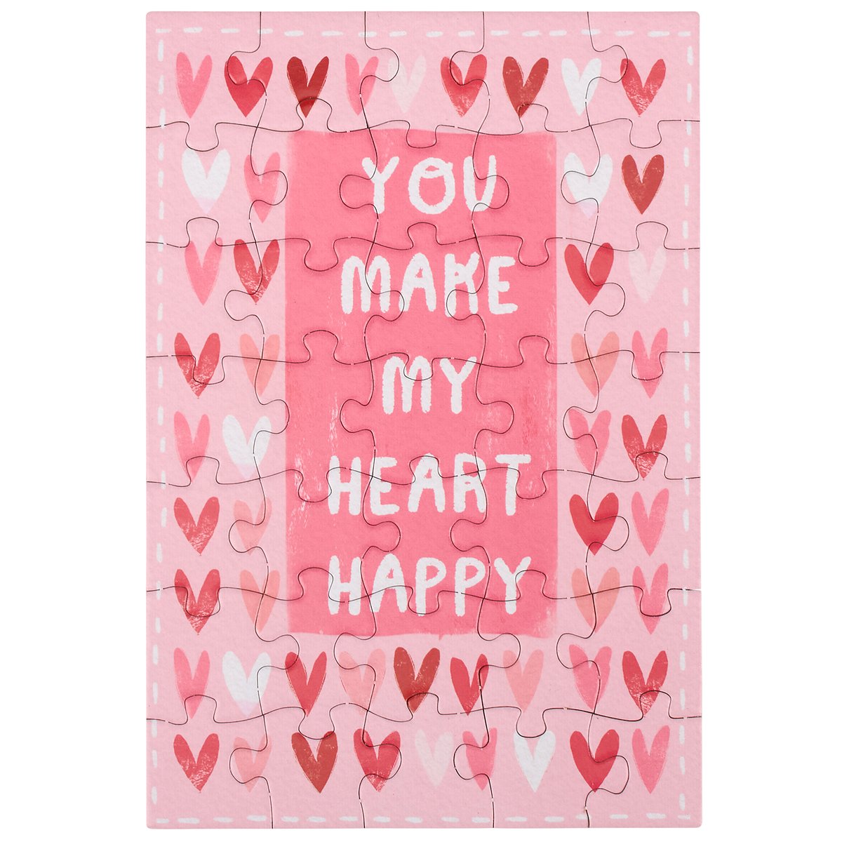 Romantic Heart Puzzle Greeting Card: Personalize, Playful 35-Piece Love Message
