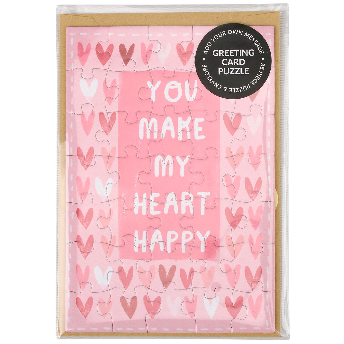 Romantic Heart Puzzle Greeting Card: Personalize, Playful 35-Piece Love Message