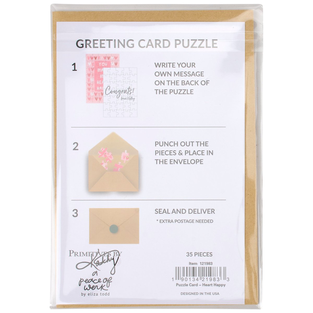 Romantic Heart Puzzle Greeting Card: Personalize, Playful 35-Piece Love Message