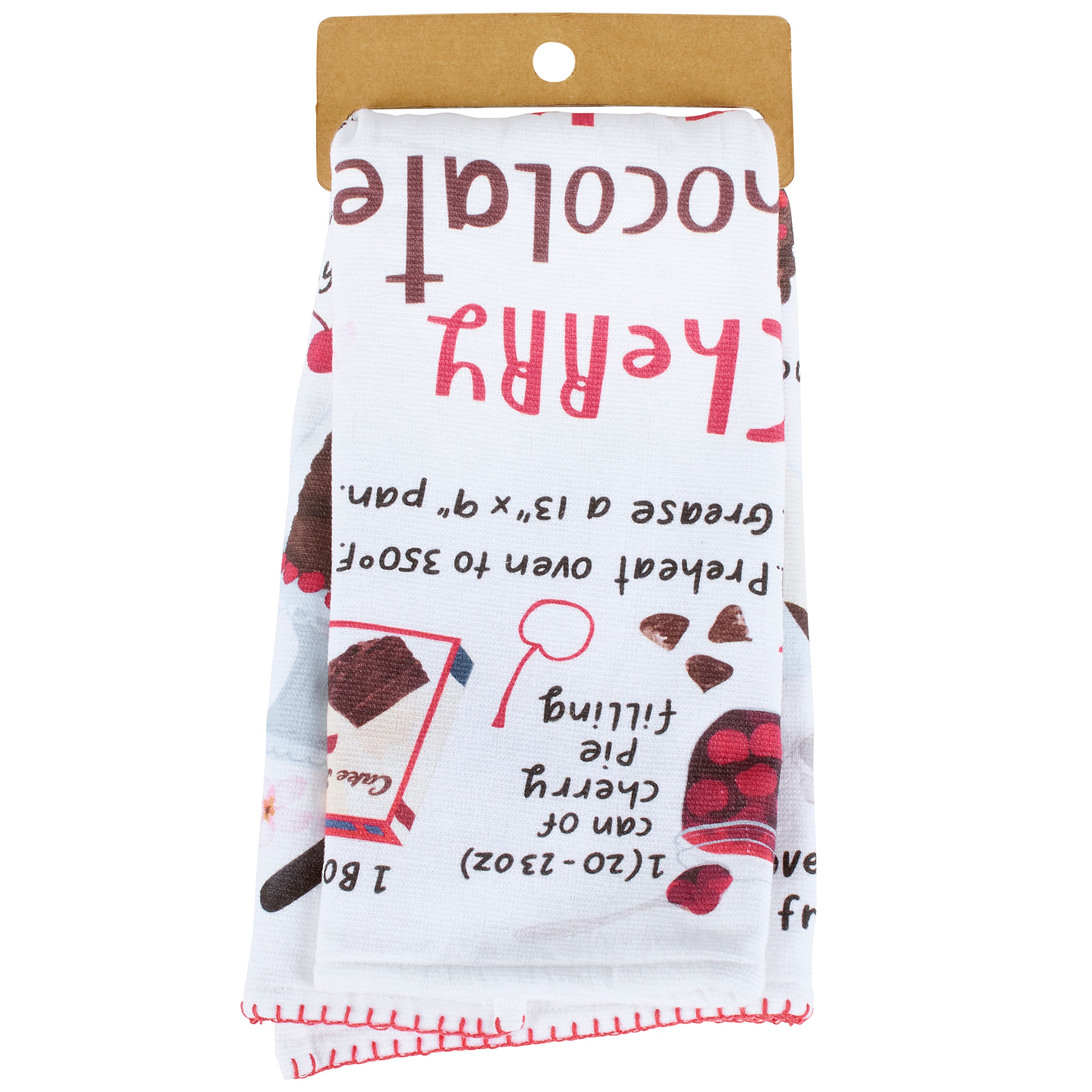 Delightful Cherry Chocolate Cake Recipe Kitchen Towel - Absorbent Cotton Terrycloth