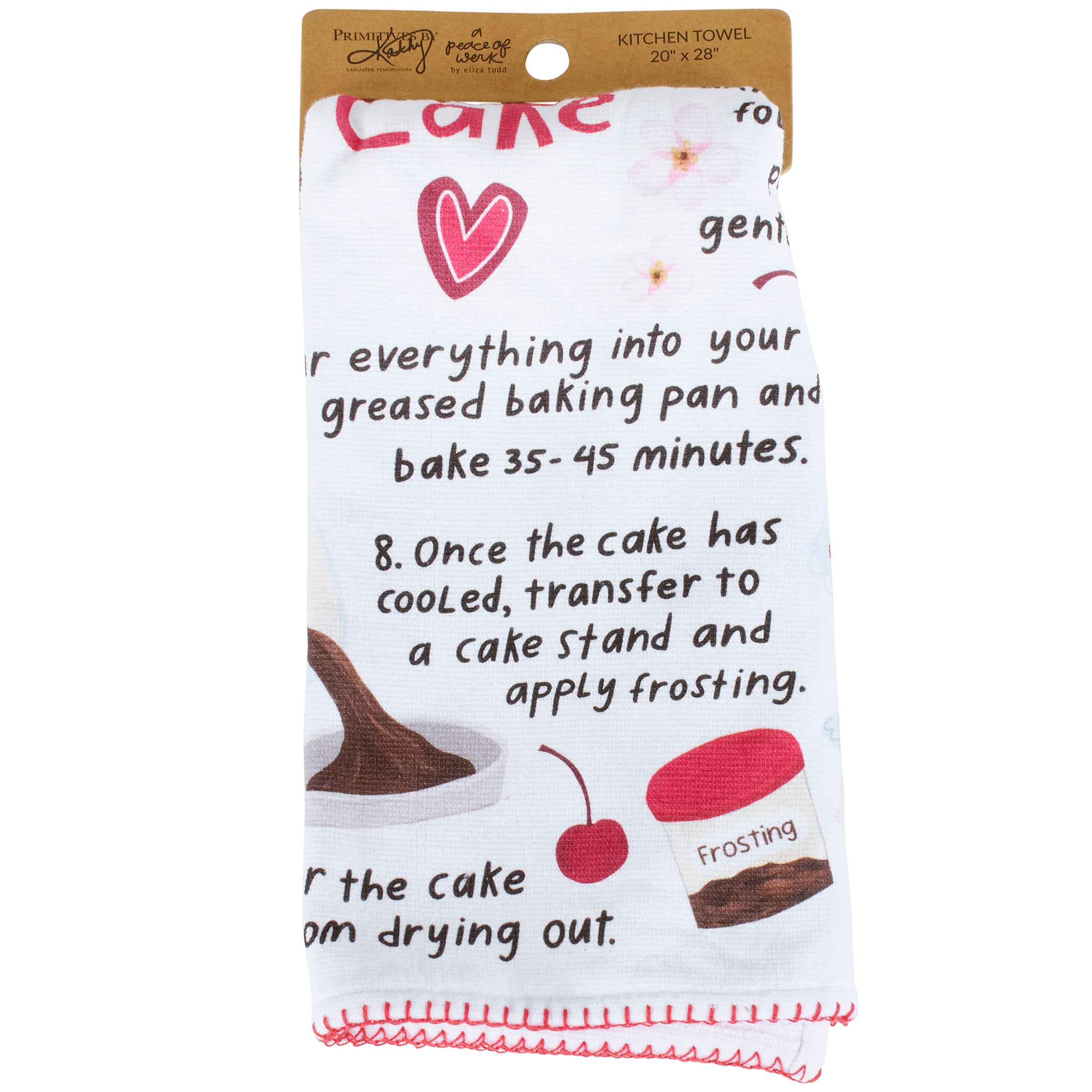 Delightful Cherry Chocolate Cake Recipe Kitchen Towel - Absorbent Cotton Terrycloth