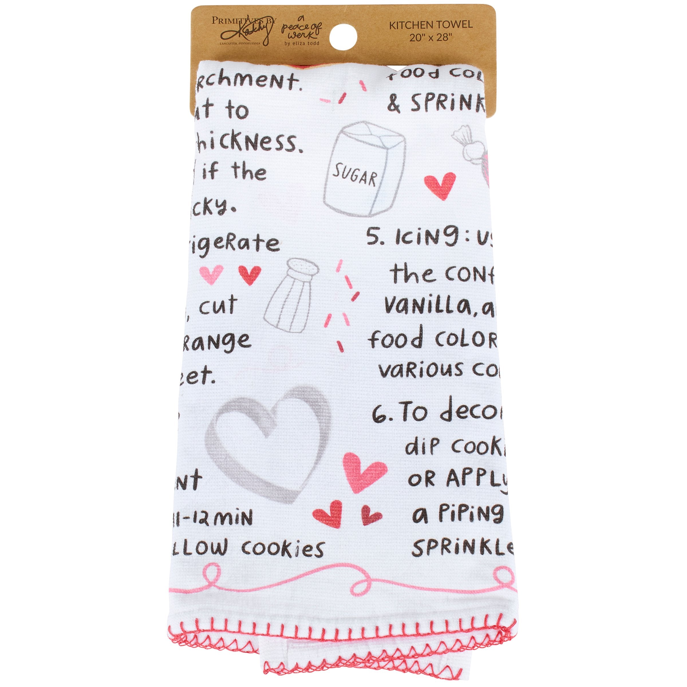 Charming Heart Iced Sugar Cookie Kitchen Towel, Absorbent Cotton Terrycloth Design