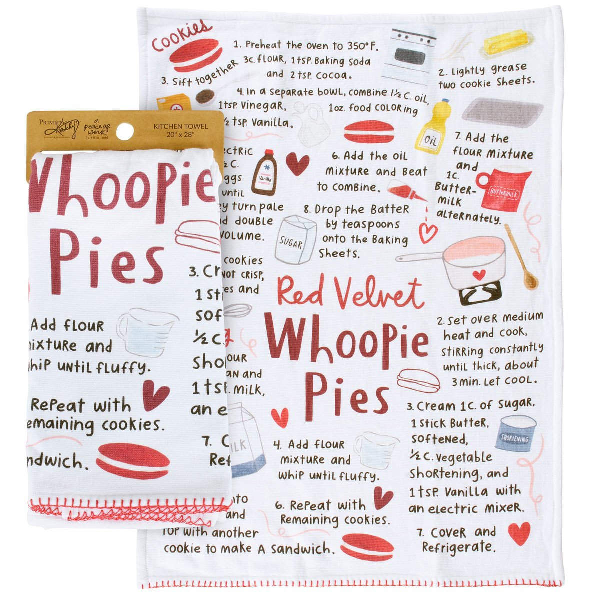 Charming Red Velvet Whoopie Pies Recipe Kitchen Towel - Absorbent Cotton