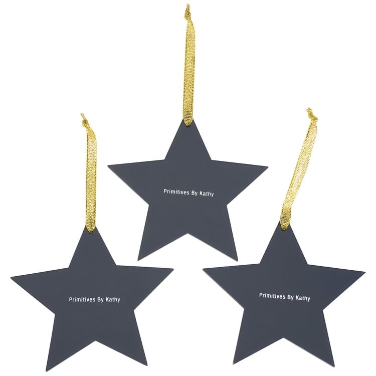 Good Tidings Starry Night Christmas Ornaments Set of Three Wooden Stars
