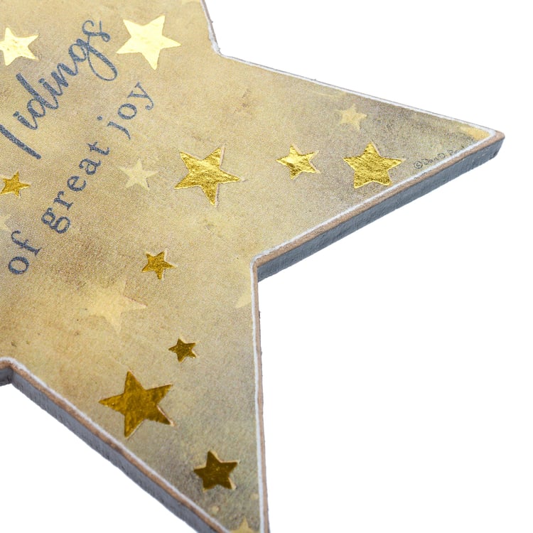 Good Tidings Starry Night Christmas Ornaments Set of Three Wooden Stars