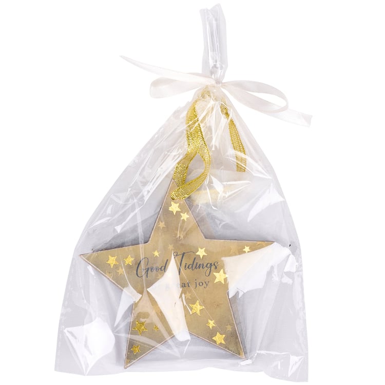 Good Tidings Starry Night Christmas Ornaments Set of Three Wooden Stars