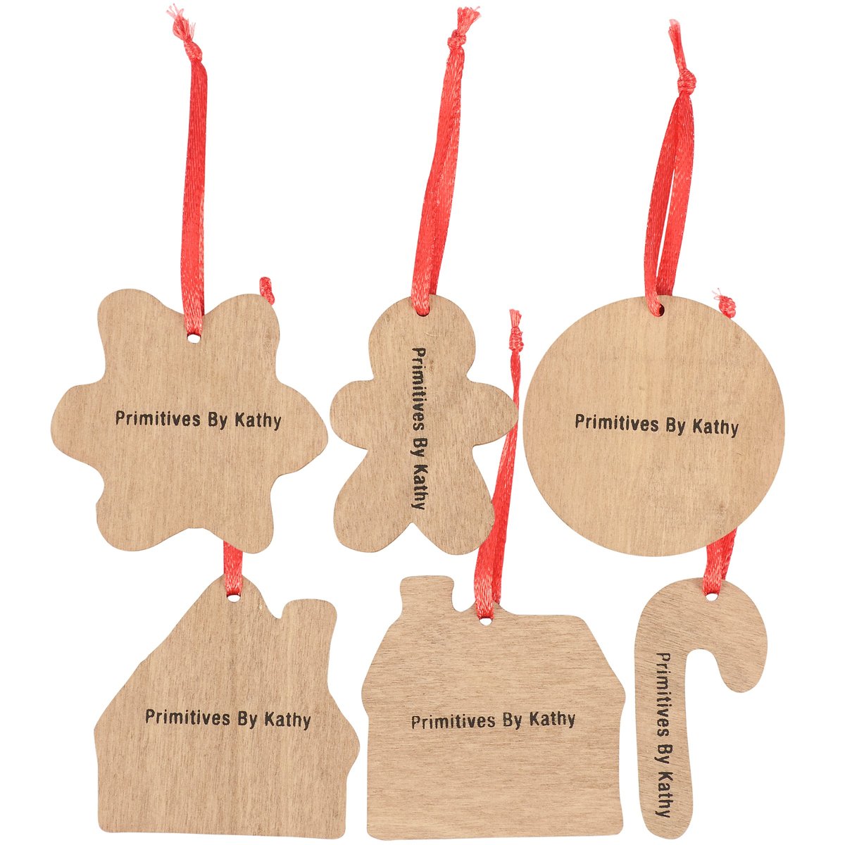 Delightful Gingerbread Mini Ornaments Set - 6 Wooden Christmas Tree Decorations