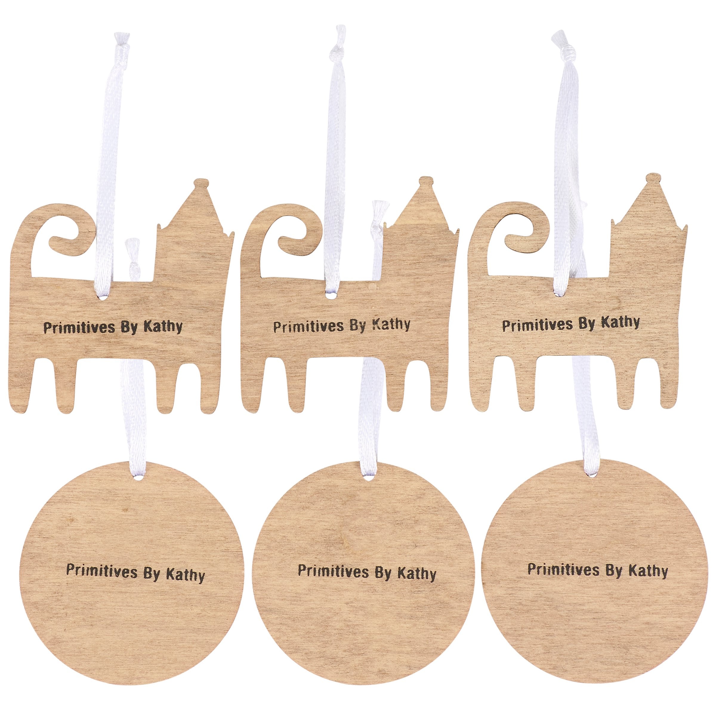 Set of 6 Charming Wooden Cat Christmas Ornaments with Festive Sayings