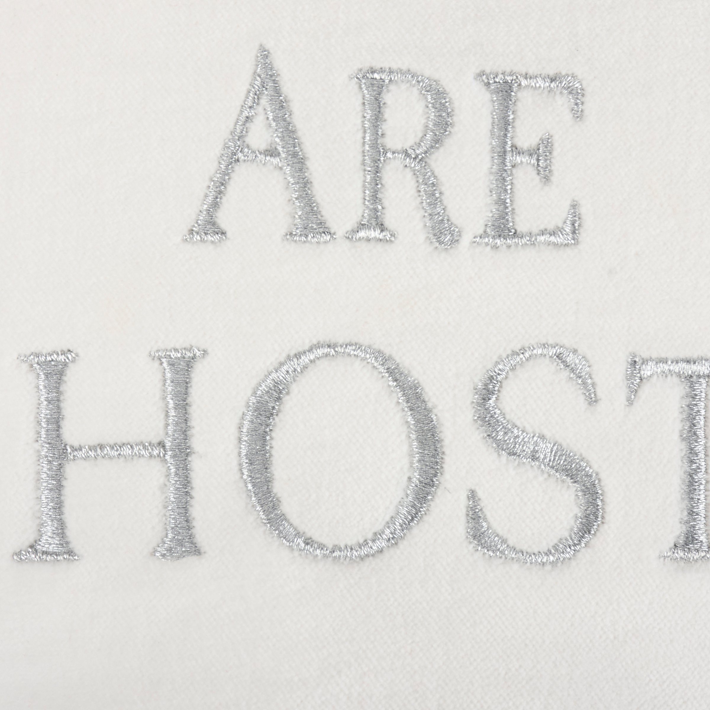 Spooky Neutral Heart Velvet Pillow with 'Til We Are Ghosts Embroidery - Halloween Decor