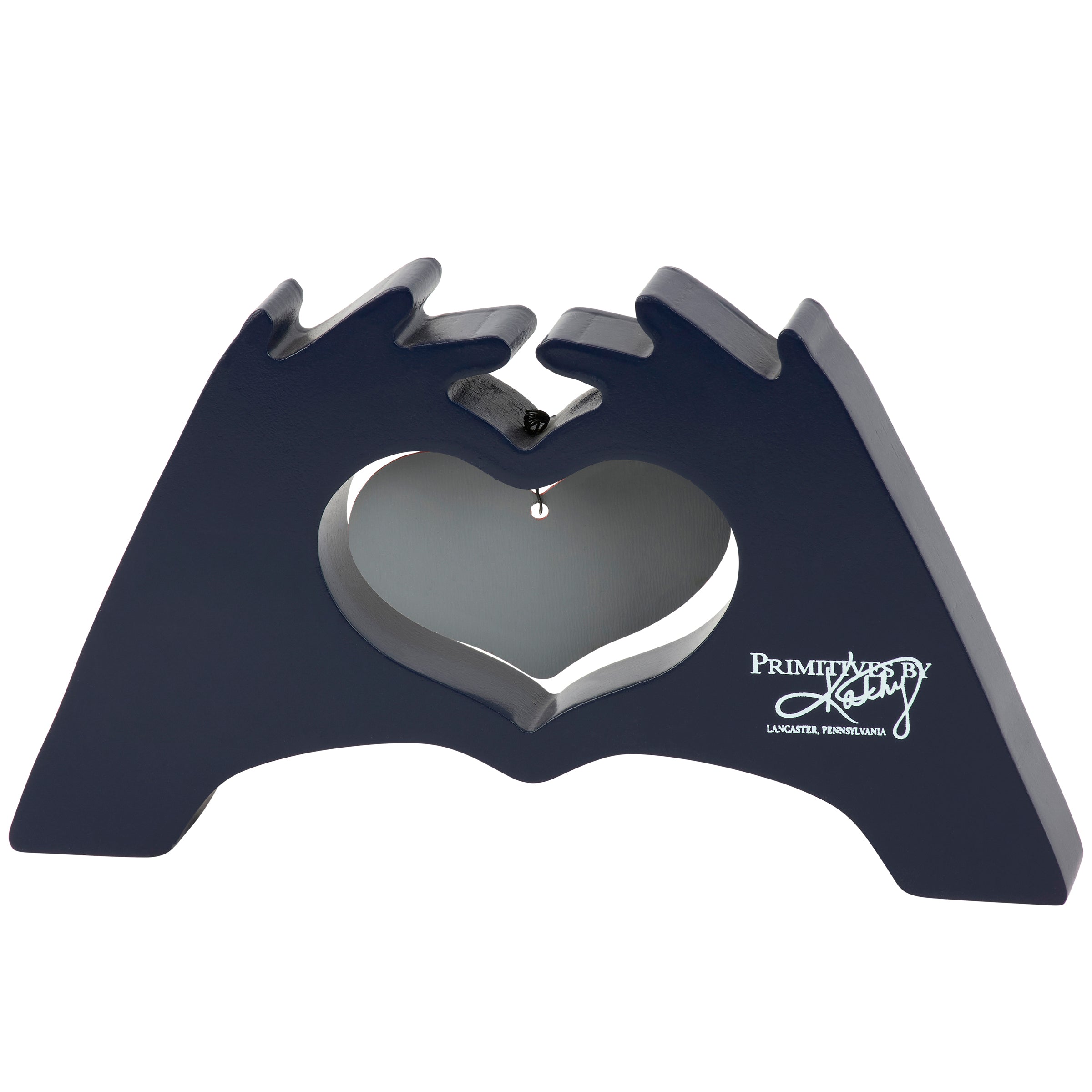 Sassy 'Meh' Heart Hands Chunky Sitter - Wooden Valentine's Day Home Decor Accent