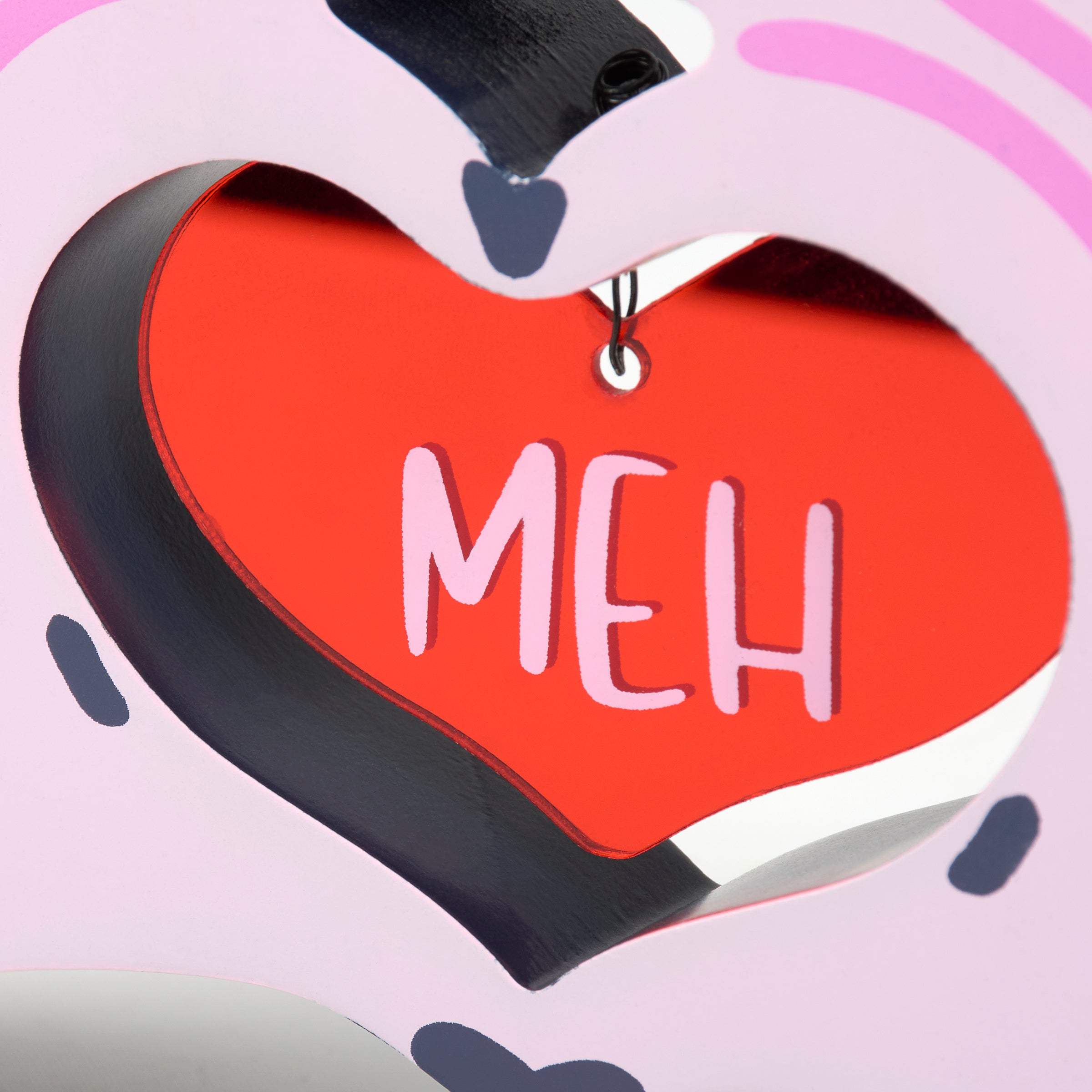 Sassy 'Meh' Heart Hands Chunky Sitter - Wooden Valentine's Day Home Decor Accent