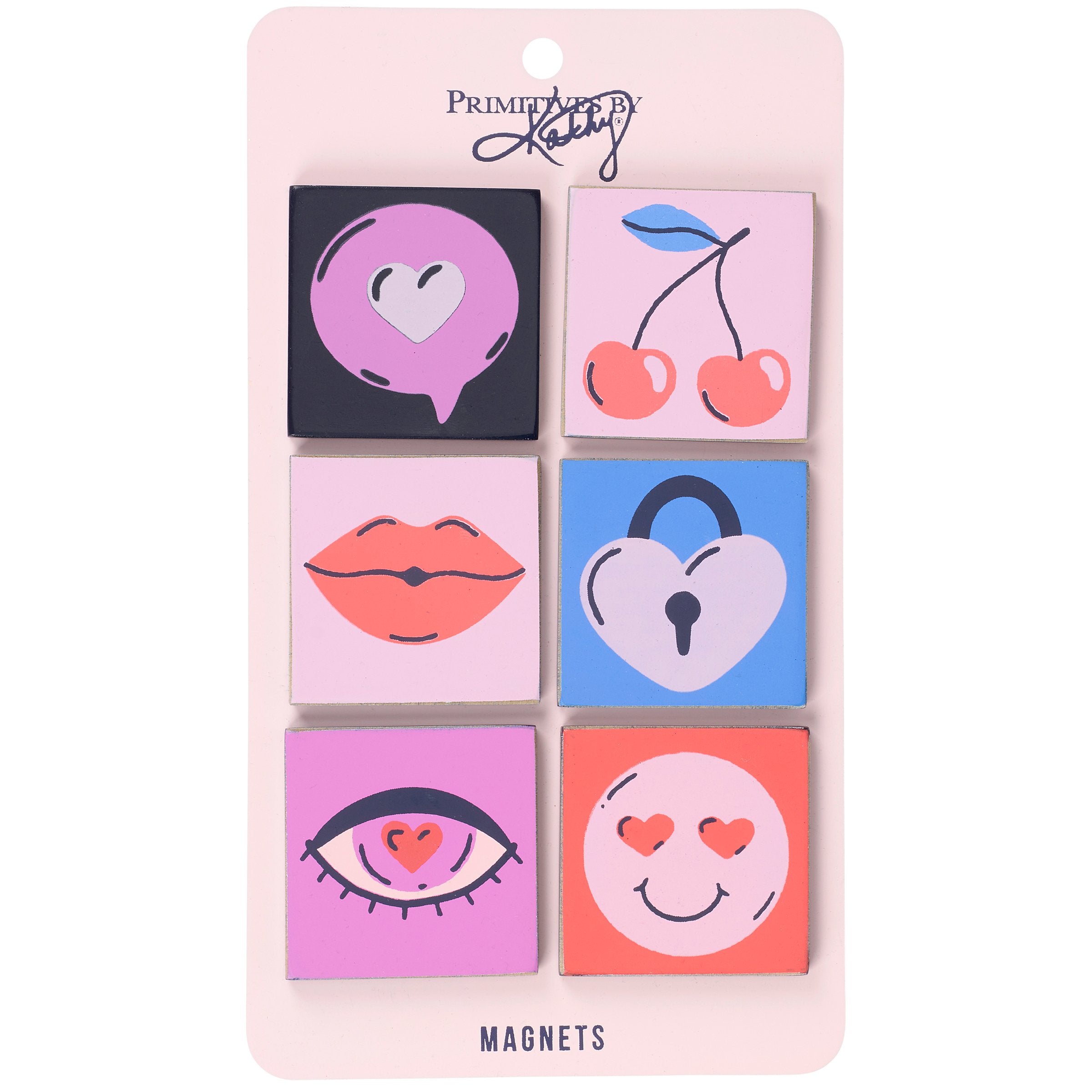 Charming Wooden Love Locks Magnet Set - 6-Piece Valentine's Day Icons Decor