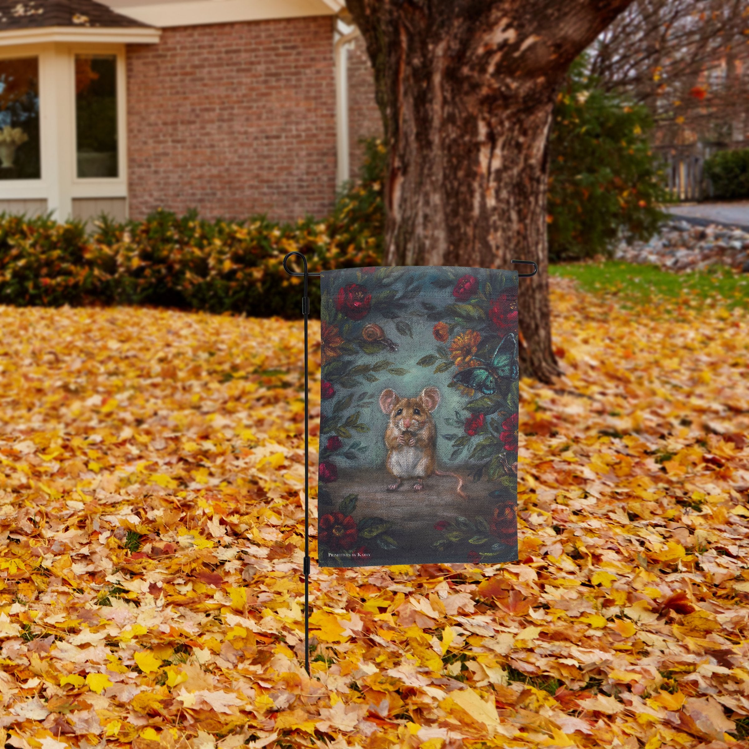 Charming Field Mouse Double-Sided Autumn Garden Flag for Outdoor Yard Decor