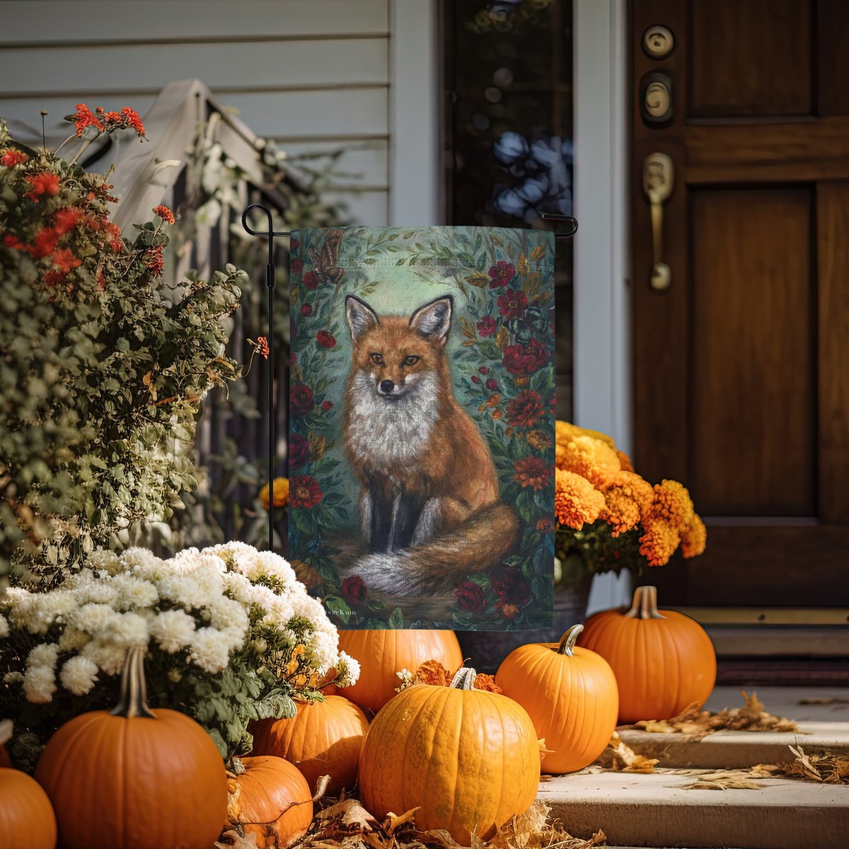 Charming Autumn Fox Garden Flag - Double-Sided Weather-Resistant Outdoor Decor