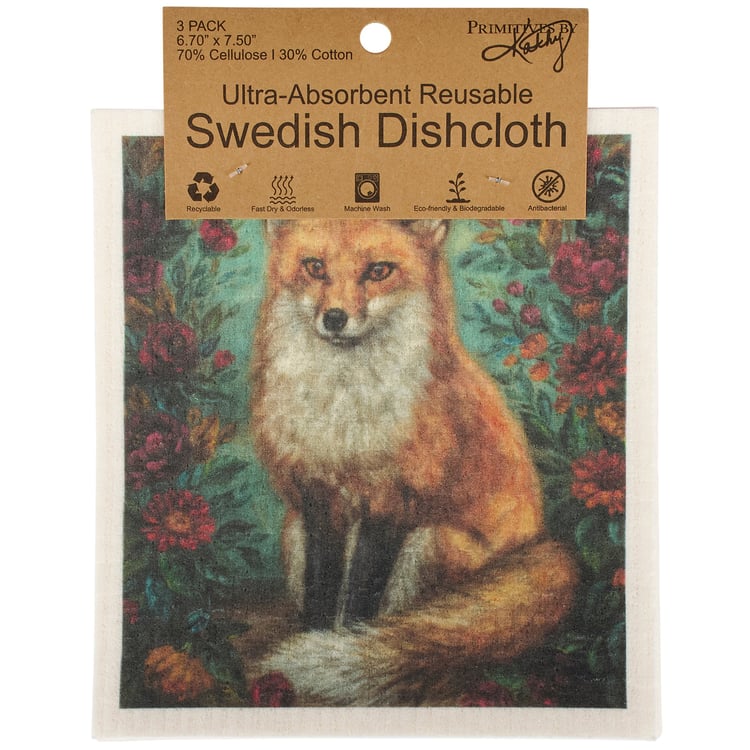 Charming Fall Woodland Swedish Dishcloth Set - Eco-Friendly, Ultra-Absorbent, 3-Pack